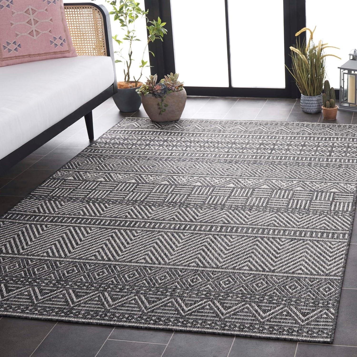 image:imageSAFAVIEH Washable Rug Outdoor Beach House Collection 8 x 10 Charcoal amp Grey NonShedding amp Easy to Clean Ideal for Patio Backyard Mudroom BHS288HCharcoalGrey