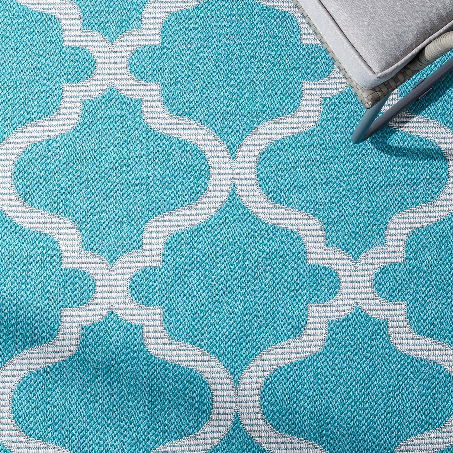 image:imageSAFAVIEH Washable Rug Outdoor Bermuda Collection 8 x 10 Ivory amp Charcoal NonShedding amp Easy to Clean Ideal for Patio Backyard Mudroom BMU810AAquaGrey