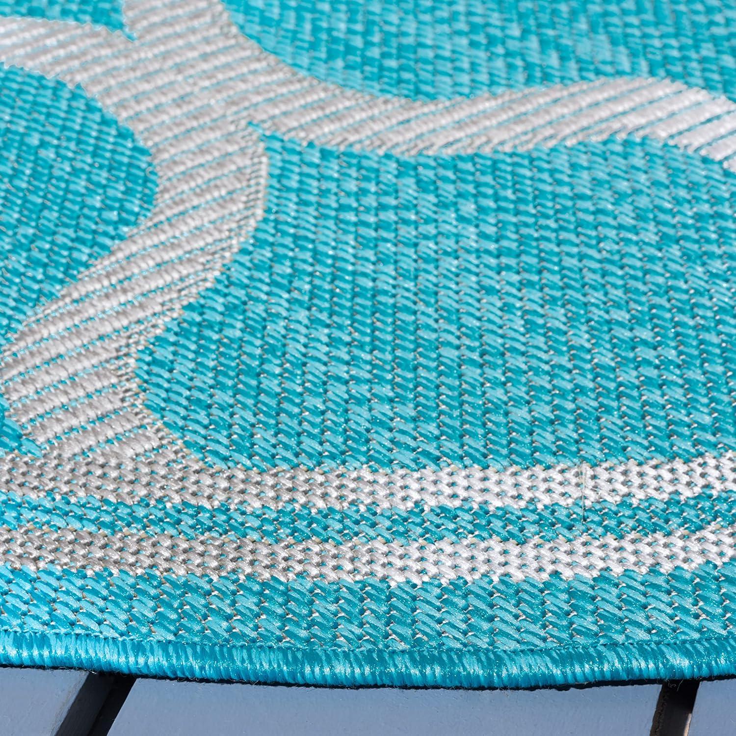 image:imageSAFAVIEH Washable Rug Outdoor Bermuda Collection 8 x 10 Ivory amp Charcoal NonShedding amp Easy to Clean Ideal for Patio Backyard Mudroom BMU810AAquaGrey
