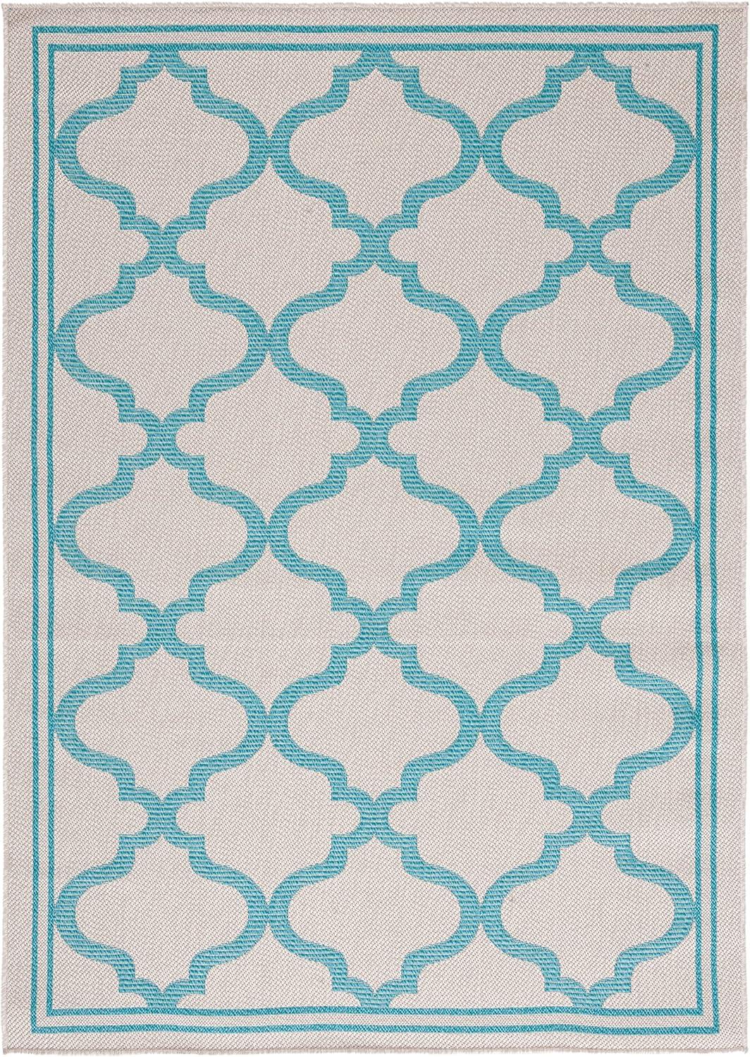 image:imageSAFAVIEH Washable Rug Outdoor Bermuda Collection 8 x 10 Ivory amp Charcoal NonShedding amp Easy to Clean Ideal for Patio Backyard Mudroom BMU810ABeigeAqua