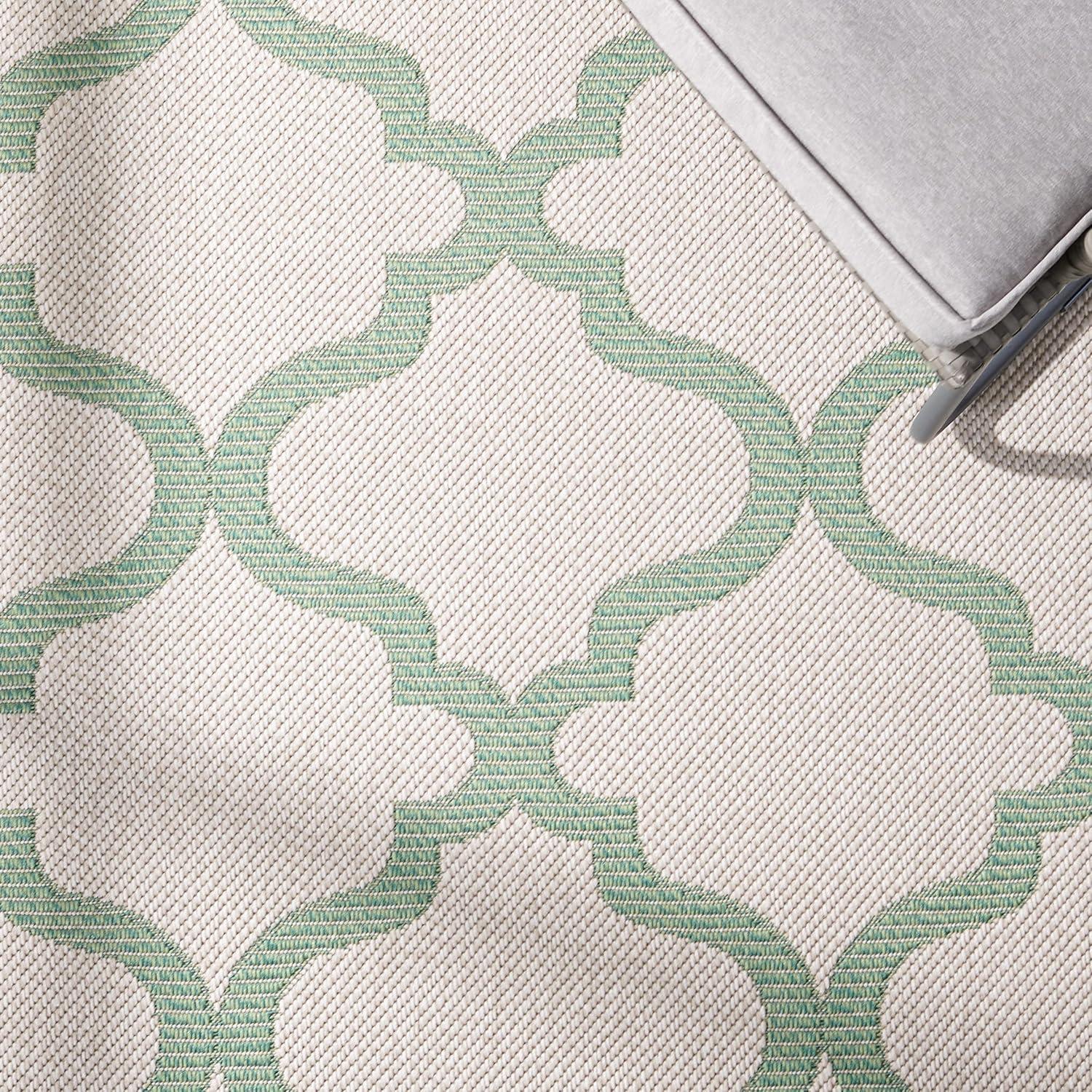 image:imageSAFAVIEH Washable Rug Outdoor Bermuda Collection 8 x 10 Ivory amp Charcoal NonShedding amp Easy to Clean Ideal for Patio Backyard Mudroom BMU810ABeigeGreen