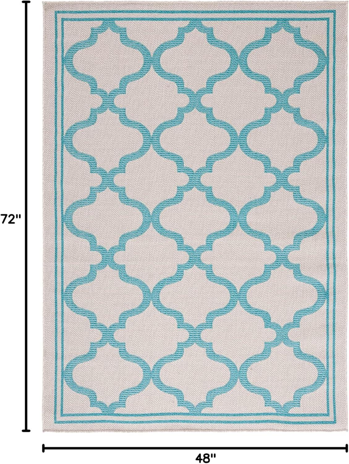 image:imageSAFAVIEH Washable Rug Outdoor Bermuda Collection 8 x 10 Ivory amp Charcoal NonShedding amp Easy to Clean Ideal for Patio Backyard Mudroom BMU810ABeigeAqua