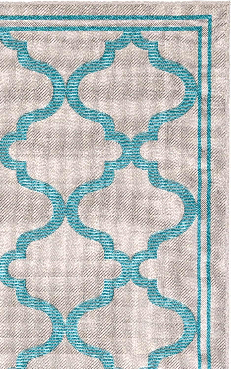 image:imageSAFAVIEH Washable Rug Outdoor Bermuda Collection 8 x 10 Ivory amp Charcoal NonShedding amp Easy to Clean Ideal for Patio Backyard Mudroom BMU810ABeigeAqua