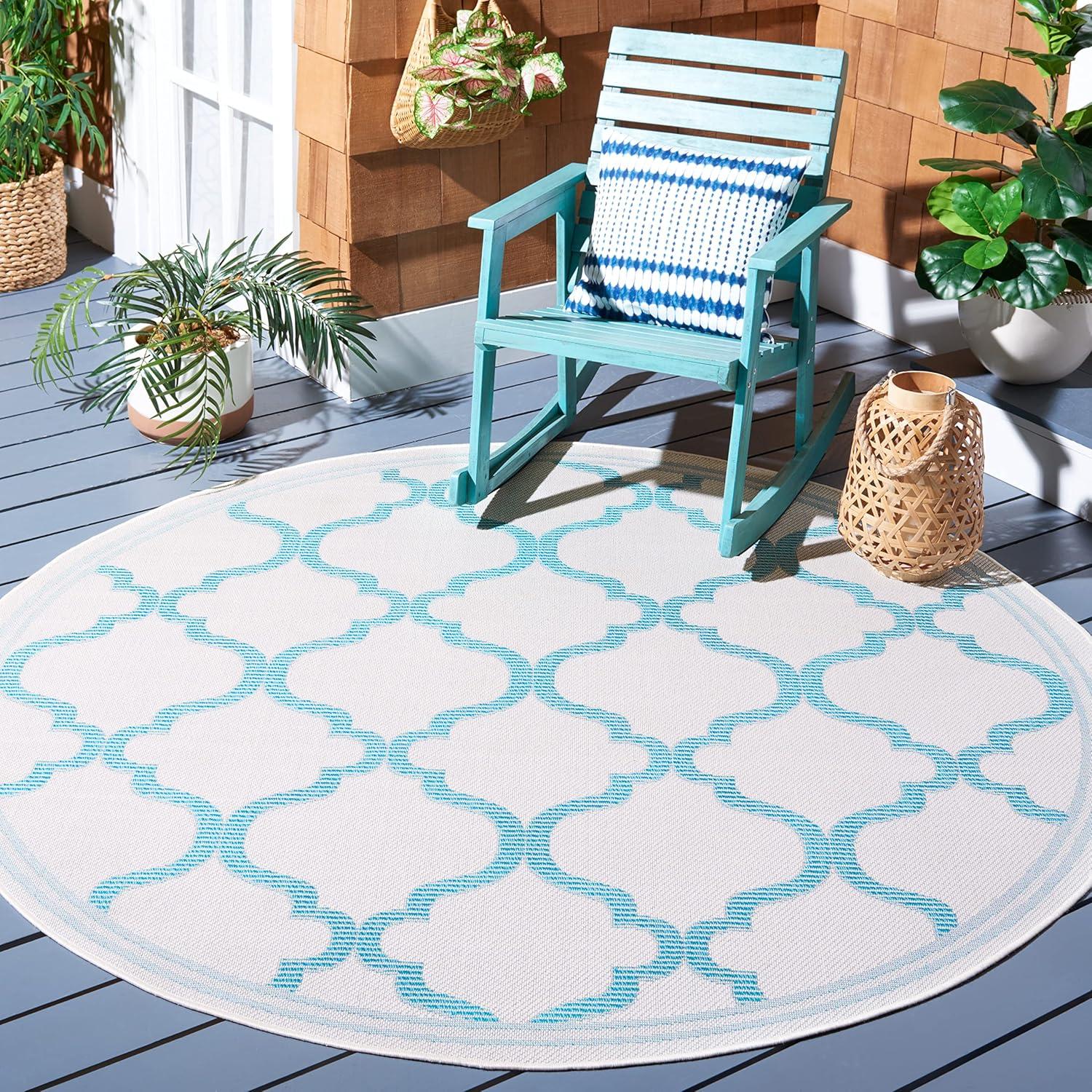 image:imageSAFAVIEH Washable Rug Outdoor Bermuda Collection 8 x 10 Ivory amp Charcoal NonShedding amp Easy to Clean Ideal for Patio Backyard Mudroom BMU810ABeigeAqua