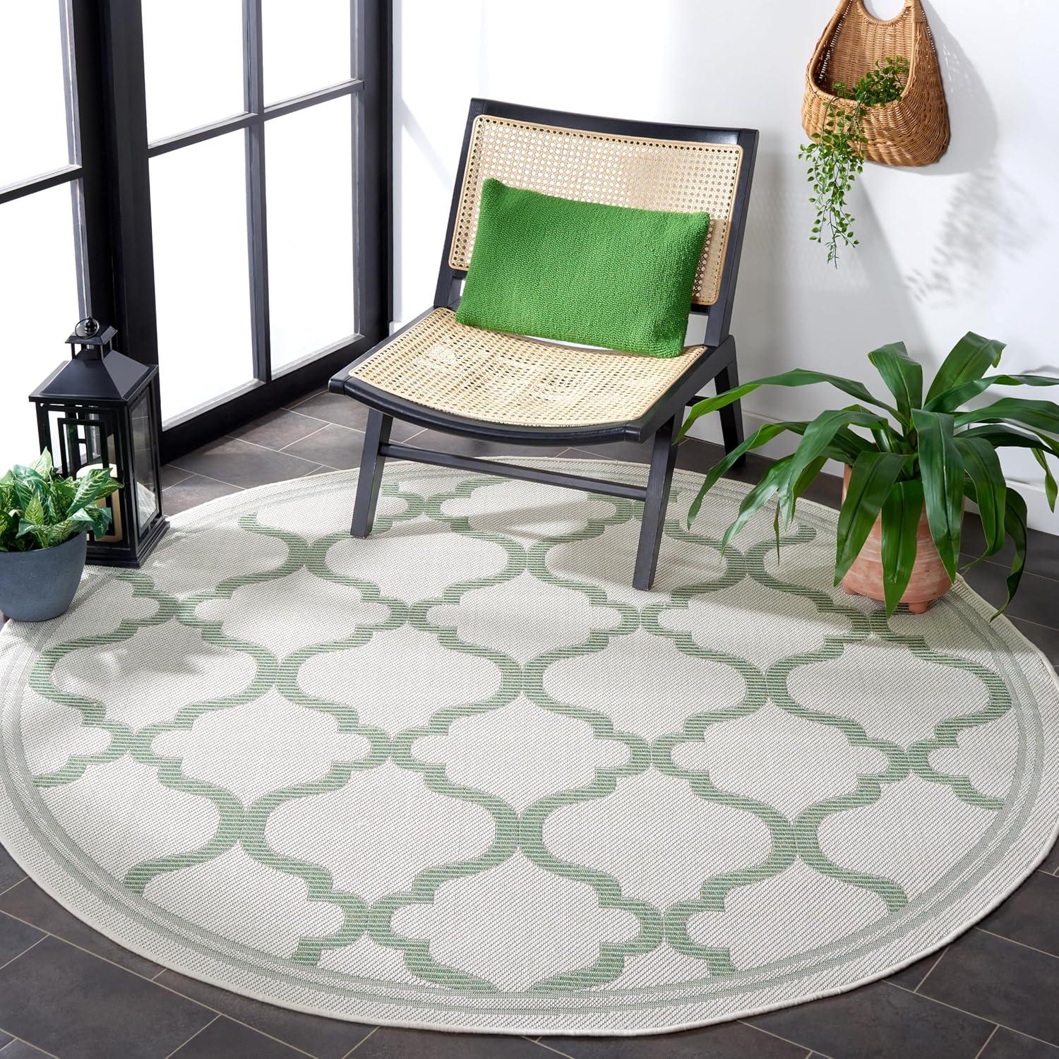 image:imageSAFAVIEH Washable Rug Outdoor Bermuda Collection 8 x 10 Ivory amp Charcoal NonShedding amp Easy to Clean Ideal for Patio Backyard Mudroom BMU810ABeigeGreen