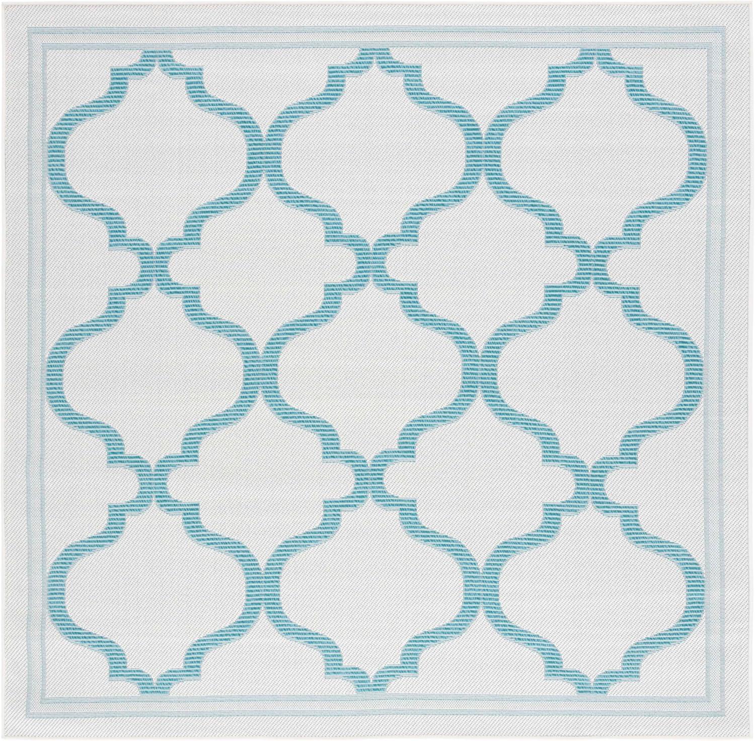 image:imageSAFAVIEH Washable Rug Outdoor Bermuda Collection 8 x 10 Ivory amp Charcoal NonShedding amp Easy to Clean Ideal for Patio Backyard Mudroom BMU810ABeigeAqua