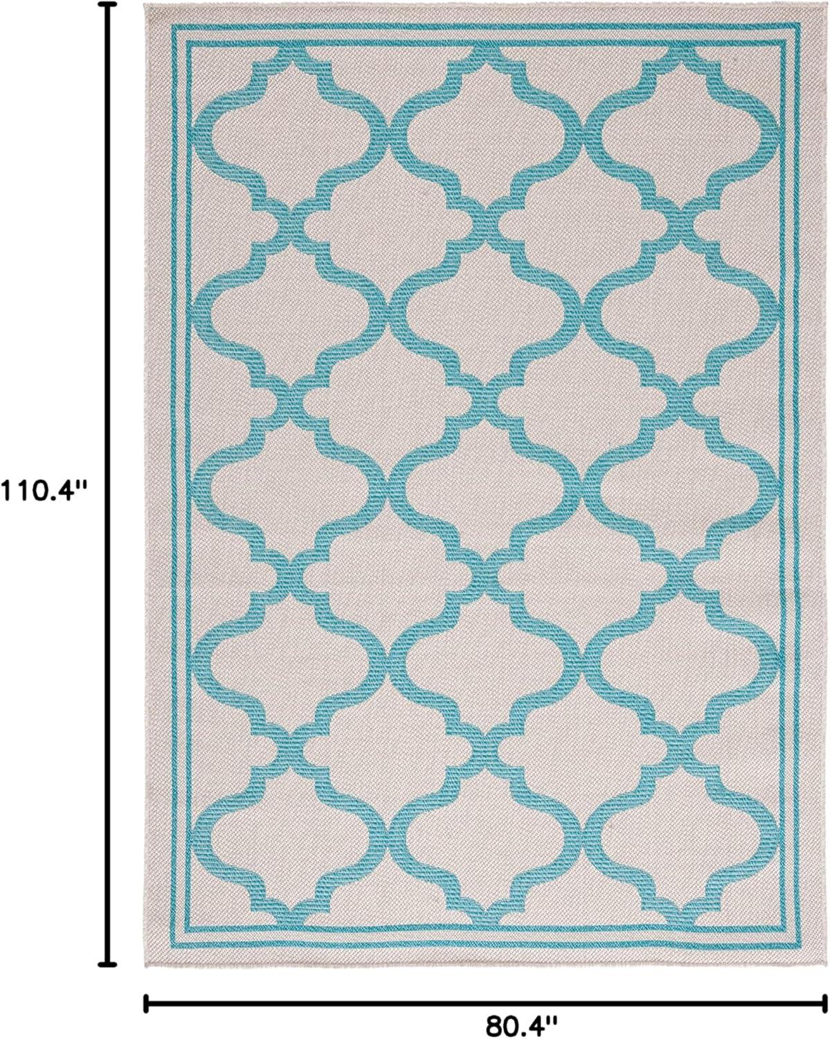 image:imageSAFAVIEH Washable Rug Outdoor Bermuda Collection 8 x 10 Ivory amp Charcoal NonShedding amp Easy to Clean Ideal for Patio Backyard Mudroom BMU810ABeigeAqua