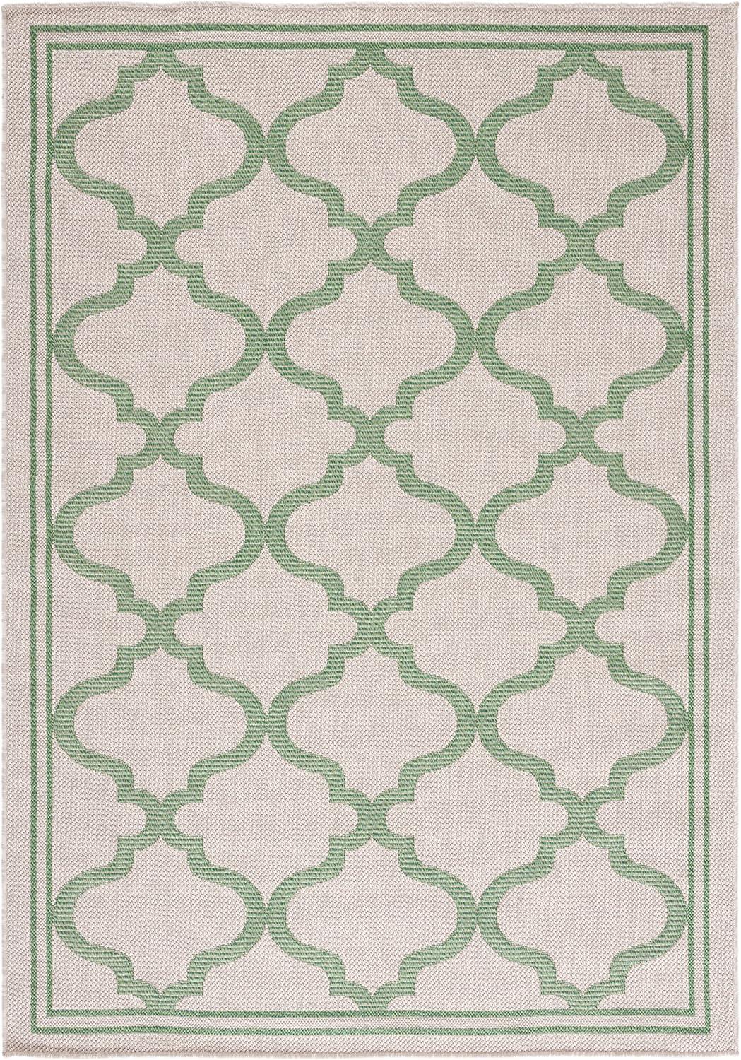 image:imageSAFAVIEH Washable Rug Outdoor Bermuda Collection 8 x 10 Ivory amp Charcoal NonShedding amp Easy to Clean Ideal for Patio Backyard Mudroom BMU810ABeigeGreen