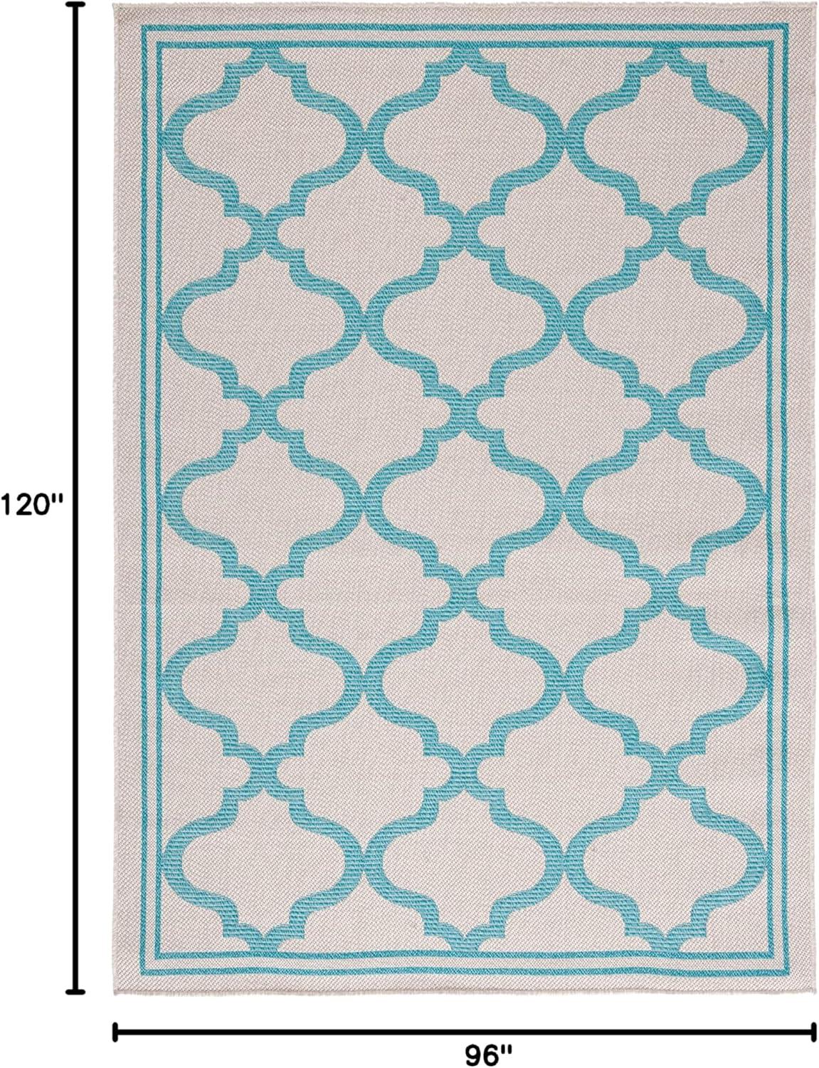 image:imageSAFAVIEH Washable Rug Outdoor Bermuda Collection 8 x 10 Ivory amp Charcoal NonShedding amp Easy to Clean Ideal for Patio Backyard Mudroom BMU810ABeigeAqua