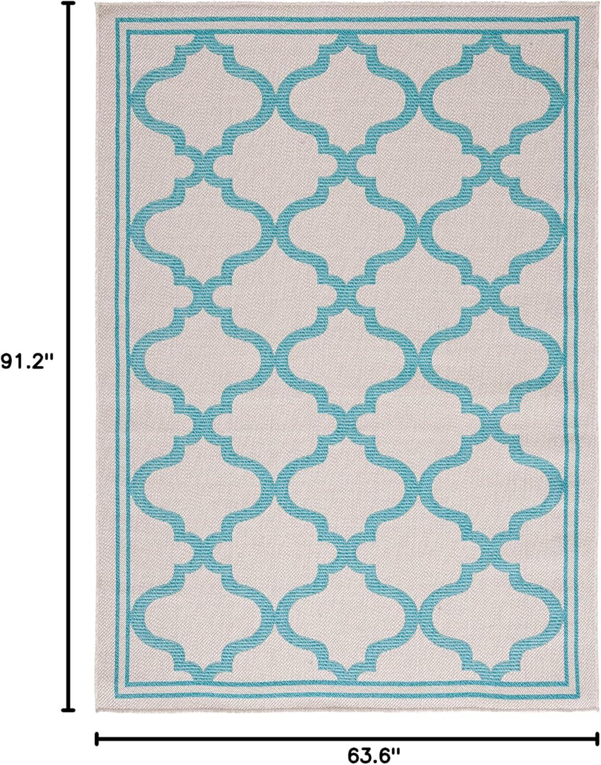 image:imageSAFAVIEH Washable Rug Outdoor Bermuda Collection 8 x 10 Ivory amp Charcoal NonShedding amp Easy to Clean Ideal for Patio Backyard Mudroom BMU810ABeigeAqua