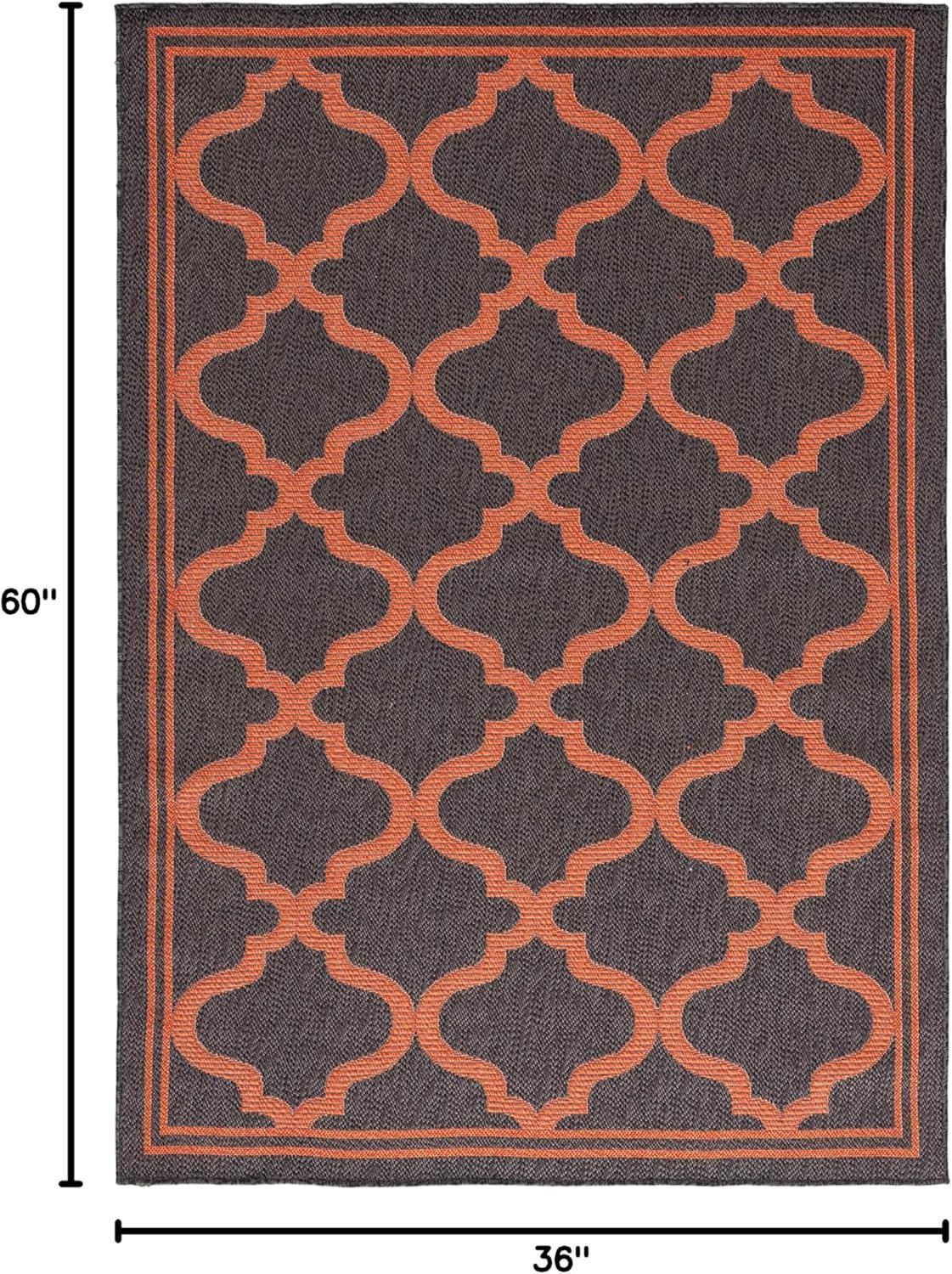 image:imageSAFAVIEH Washable Rug Outdoor Bermuda Collection 8 x 10 Ivory amp Charcoal NonShedding amp Easy to Clean Ideal for Patio Backyard Mudroom BMU810ACharcoalRust