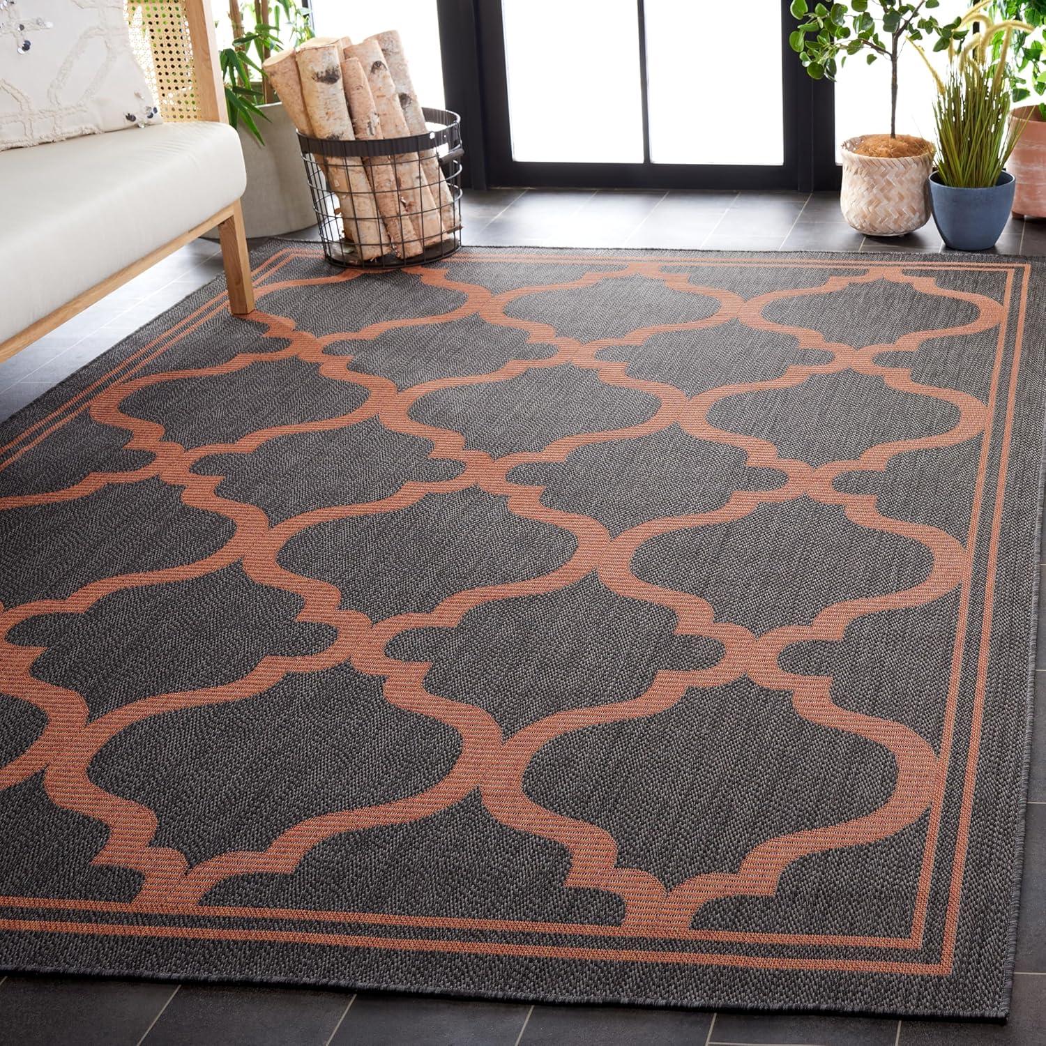 image:imageSAFAVIEH Washable Rug Outdoor Bermuda Collection 8 x 10 Ivory amp Charcoal NonShedding amp Easy to Clean Ideal for Patio Backyard Mudroom BMU810ACharcoalRust