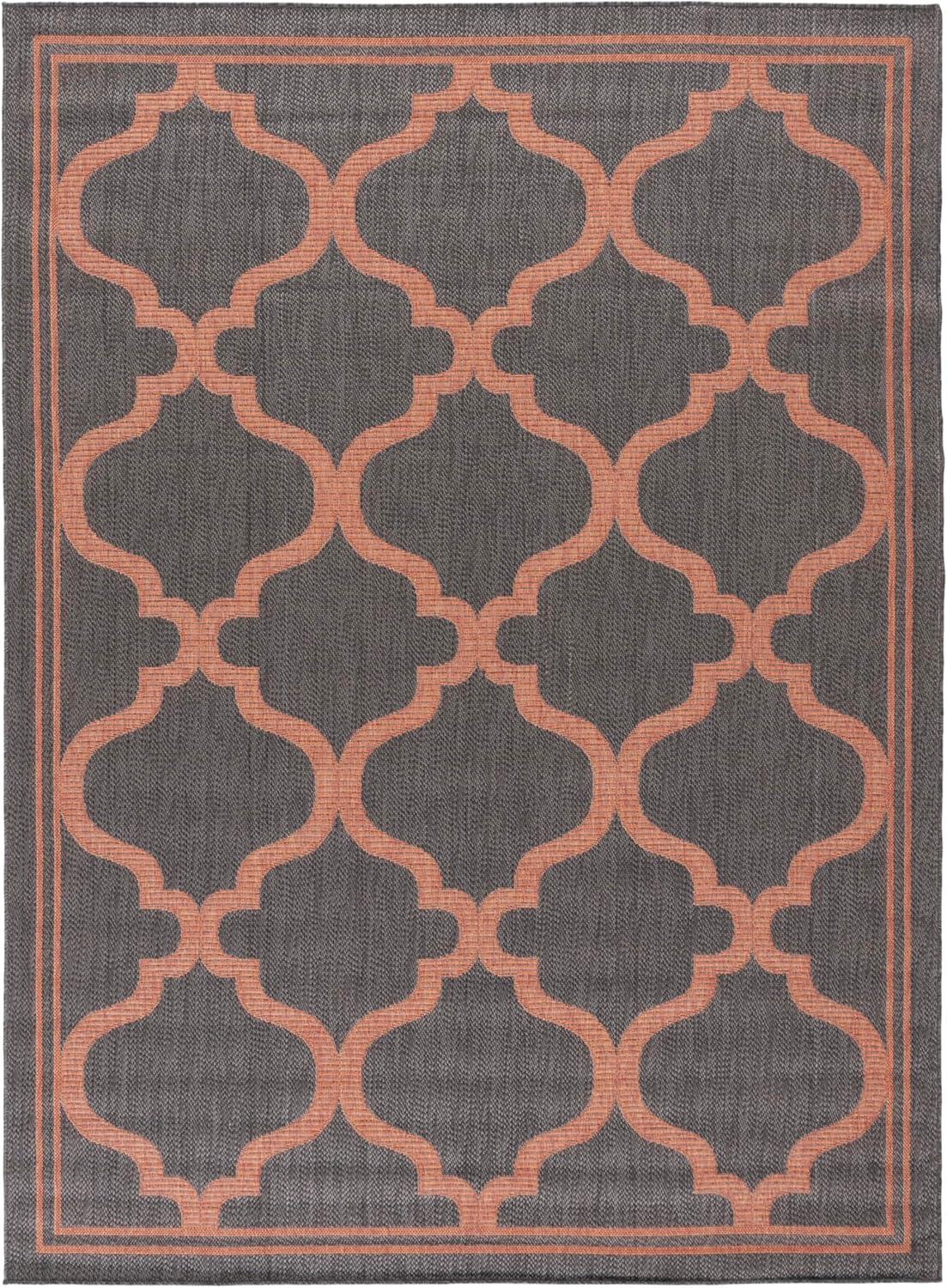 image:imageSAFAVIEH Washable Rug Outdoor Bermuda Collection 8 x 10 Ivory amp Charcoal NonShedding amp Easy to Clean Ideal for Patio Backyard Mudroom BMU810ACharcoalRust