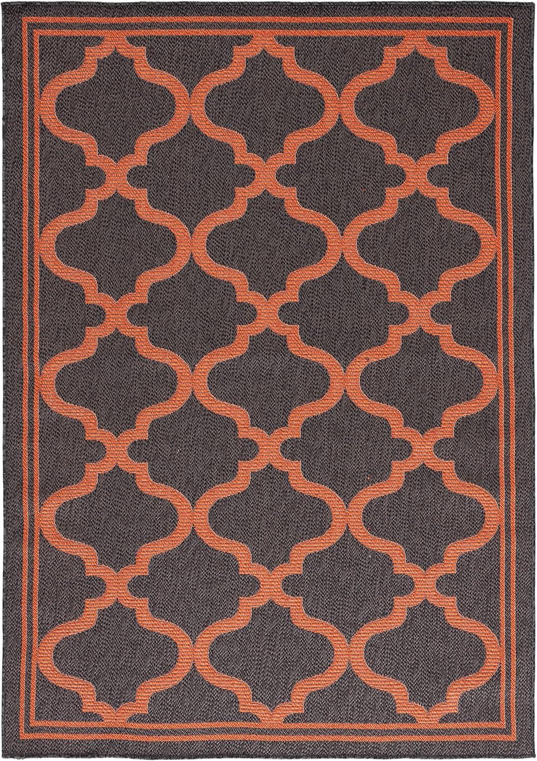 image:imageSAFAVIEH Washable Rug Outdoor Bermuda Collection 8 x 10 Ivory amp Charcoal NonShedding amp Easy to Clean Ideal for Patio Backyard Mudroom BMU810ACharcoalRust