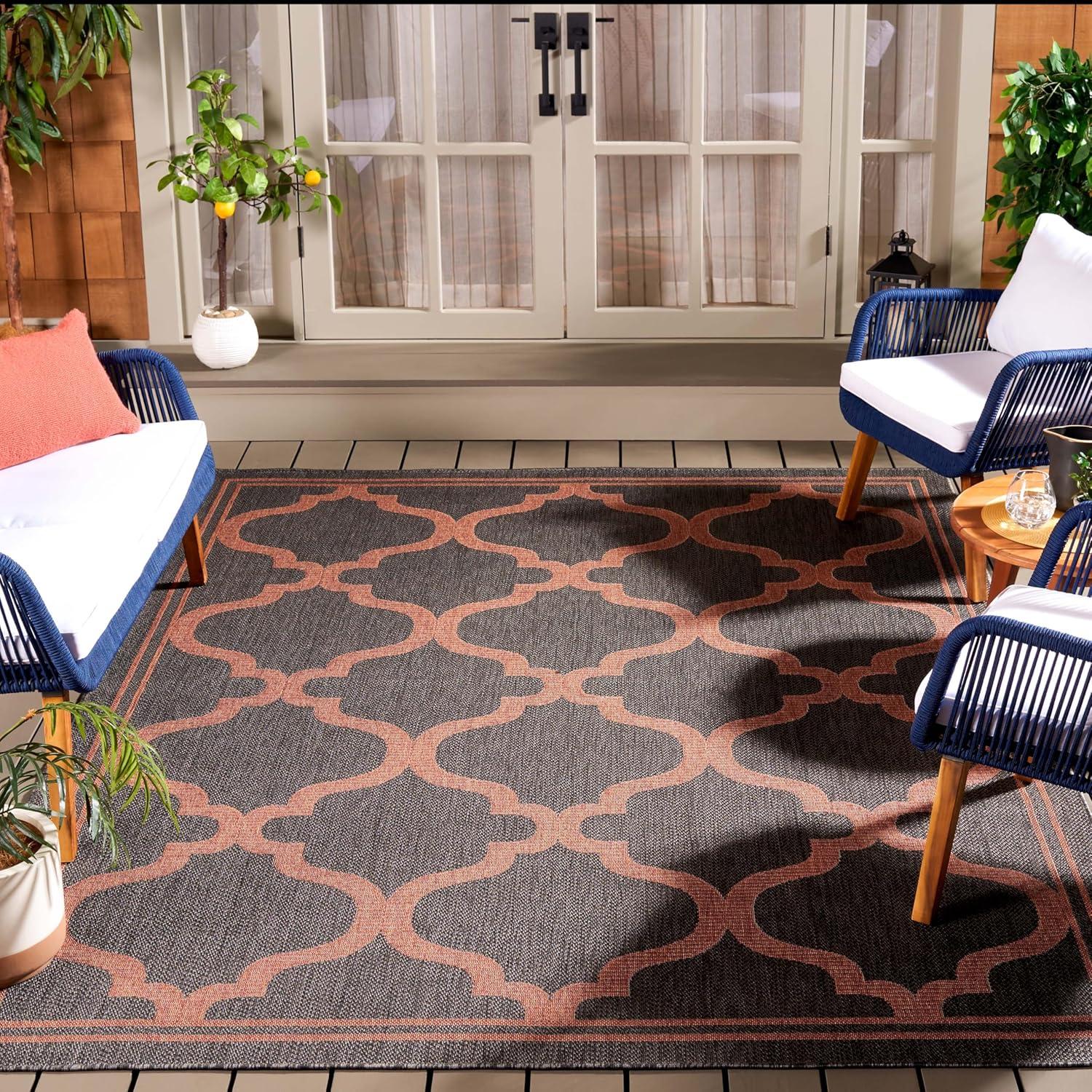 image:imageSAFAVIEH Washable Rug Outdoor Bermuda Collection 8 x 10 Ivory amp Charcoal NonShedding amp Easy to Clean Ideal for Patio Backyard Mudroom BMU810ACharcoalRust
