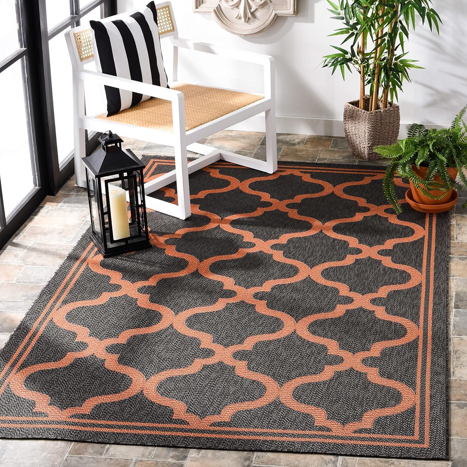 image:imageSAFAVIEH Washable Rug Outdoor Bermuda Collection 8 x 10 Ivory amp Charcoal NonShedding amp Easy to Clean Ideal for Patio Backyard Mudroom BMU810ACharcoalRust