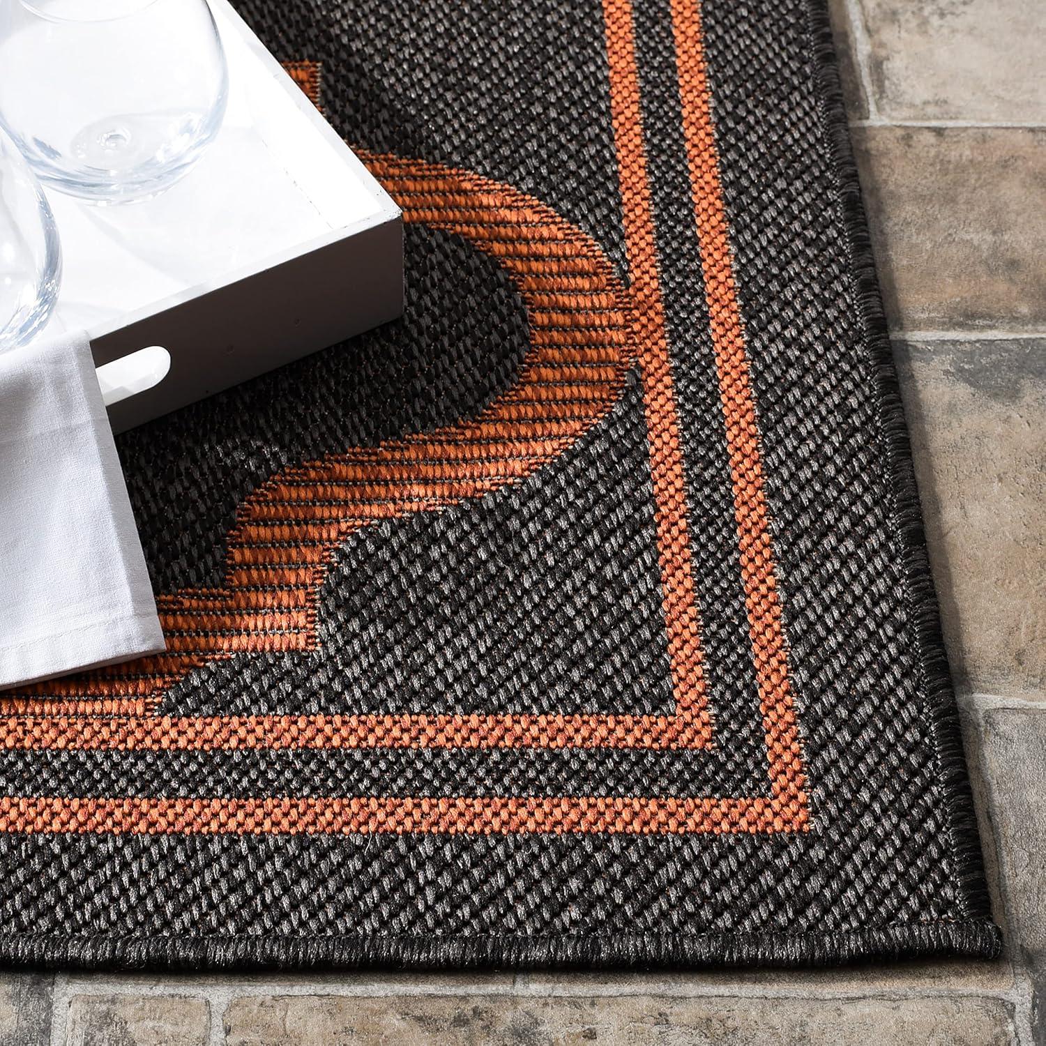 image:imageSAFAVIEH Washable Rug Outdoor Bermuda Collection 8 x 10 Ivory amp Charcoal NonShedding amp Easy to Clean Ideal for Patio Backyard Mudroom BMU810ACharcoalRust