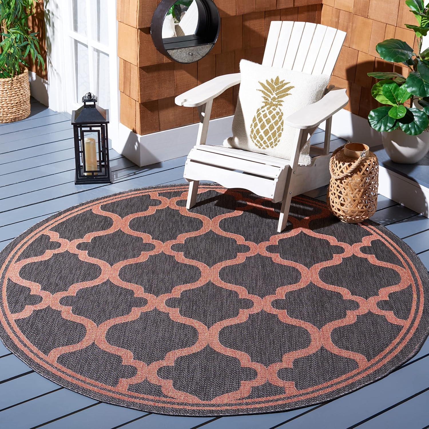 image:imageSAFAVIEH Washable Rug Outdoor Bermuda Collection 8 x 10 Ivory amp Charcoal NonShedding amp Easy to Clean Ideal for Patio Backyard Mudroom BMU810ACharcoalRust