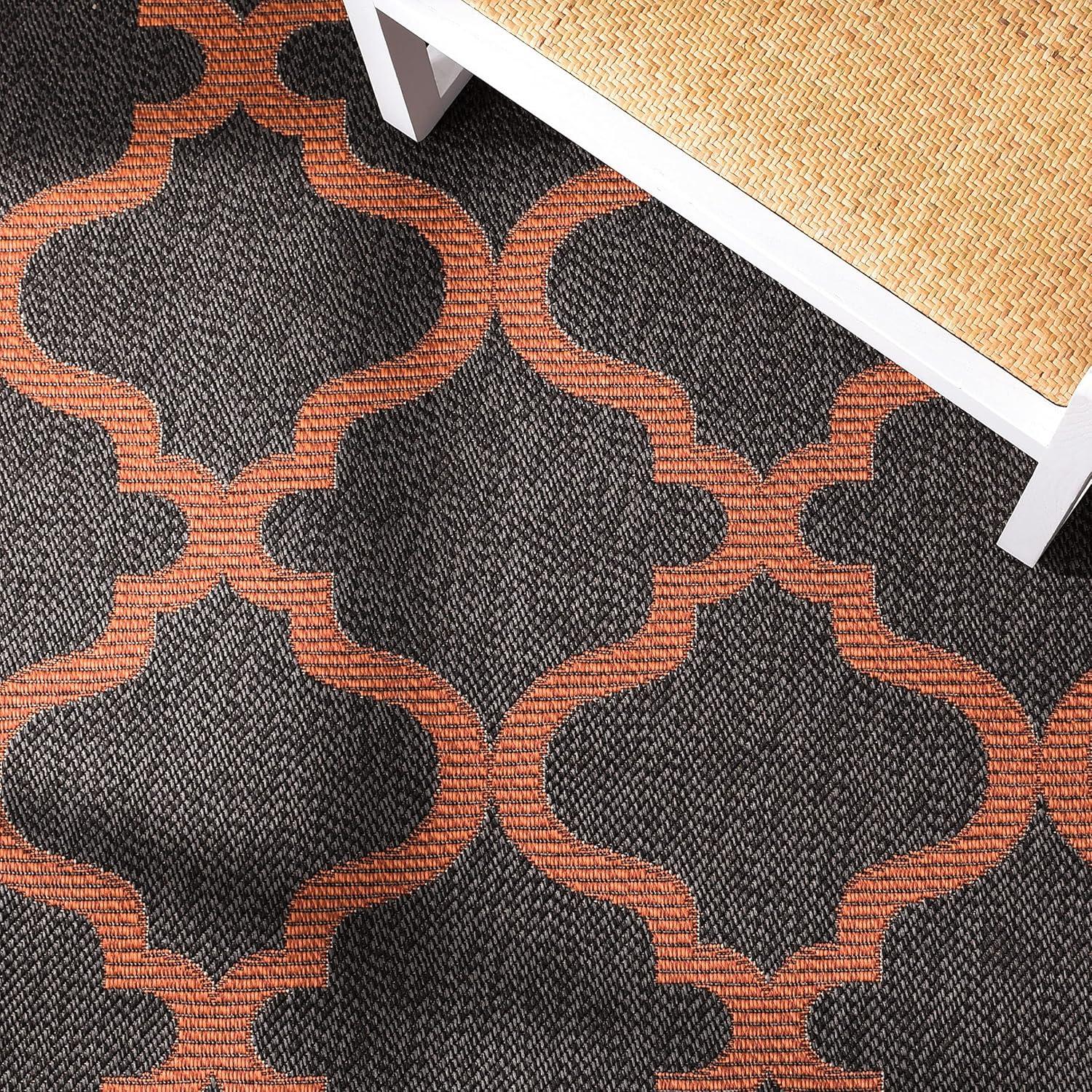 image:imageSAFAVIEH Washable Rug Outdoor Bermuda Collection 8 x 10 Ivory amp Charcoal NonShedding amp Easy to Clean Ideal for Patio Backyard Mudroom BMU810ACharcoalRust