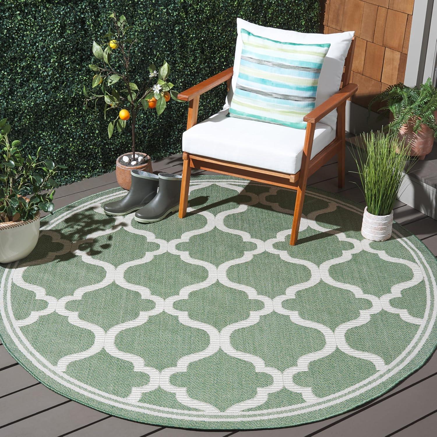 image:imageSAFAVIEH Washable Rug Outdoor Bermuda Collection 8 x 10 Ivory amp Charcoal NonShedding amp Easy to Clean Ideal for Patio Backyard Mudroom BMU810AGreenIvory