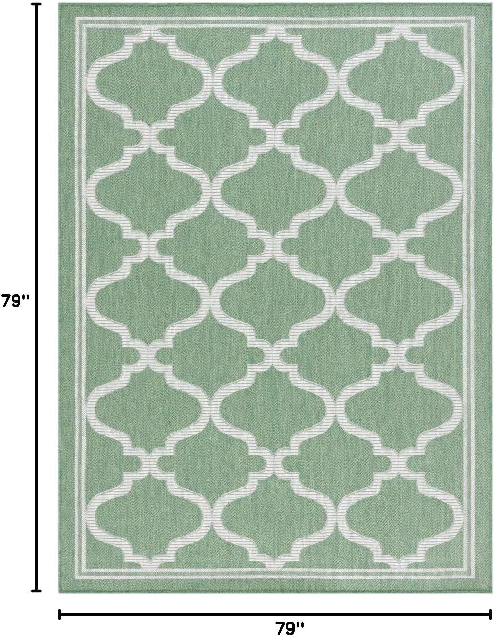 image:imageSAFAVIEH Washable Rug Outdoor Bermuda Collection 8 x 10 Ivory amp Charcoal NonShedding amp Easy to Clean Ideal for Patio Backyard Mudroom BMU810AGreenIvory