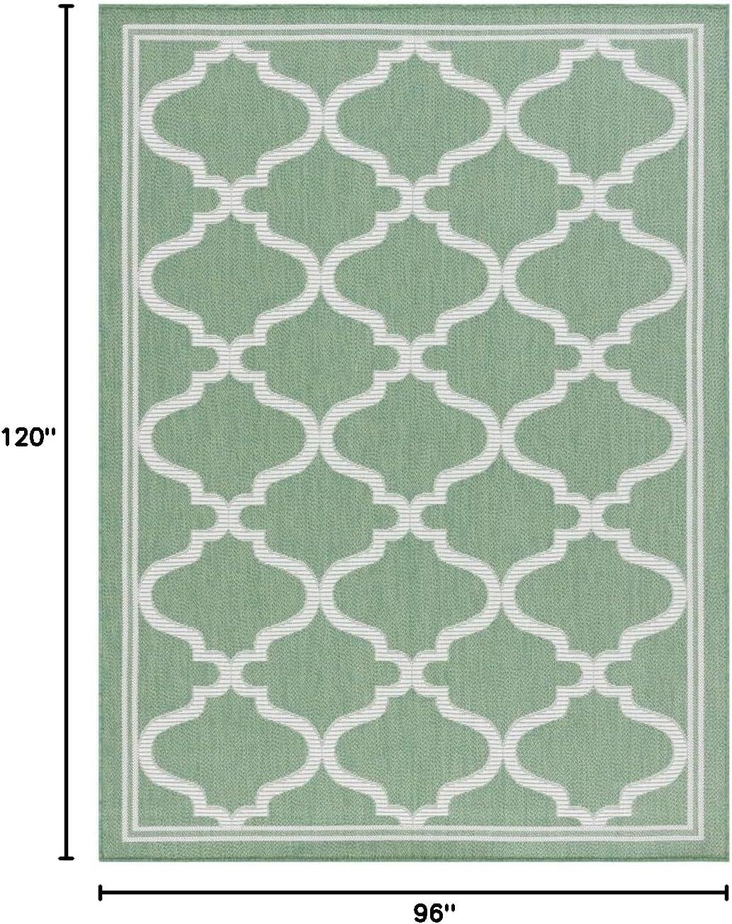 image:imageSAFAVIEH Washable Rug Outdoor Bermuda Collection 8 x 10 Ivory amp Charcoal NonShedding amp Easy to Clean Ideal for Patio Backyard Mudroom BMU810AGreenIvory