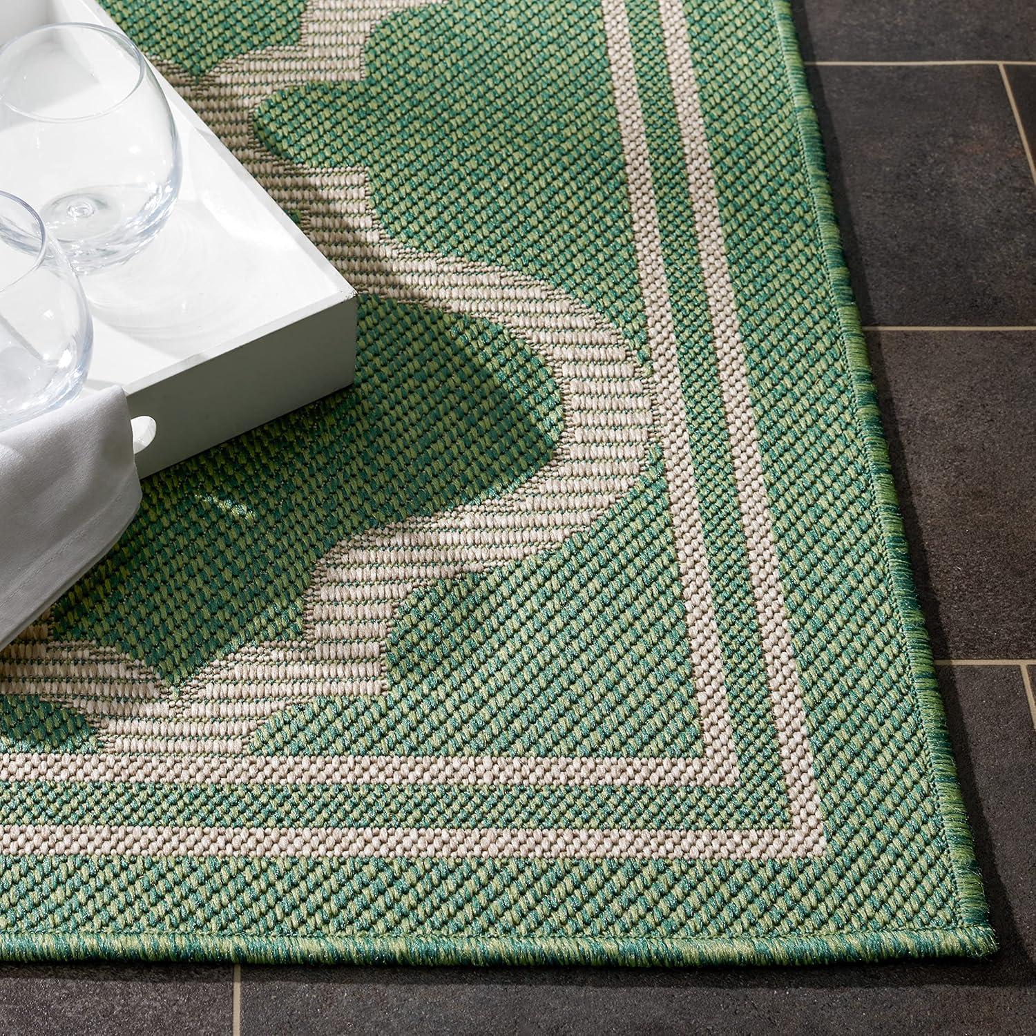 image:imageSAFAVIEH Washable Rug Outdoor Bermuda Collection 8 x 10 Ivory amp Charcoal NonShedding amp Easy to Clean Ideal for Patio Backyard Mudroom BMU810AGreenBeige
