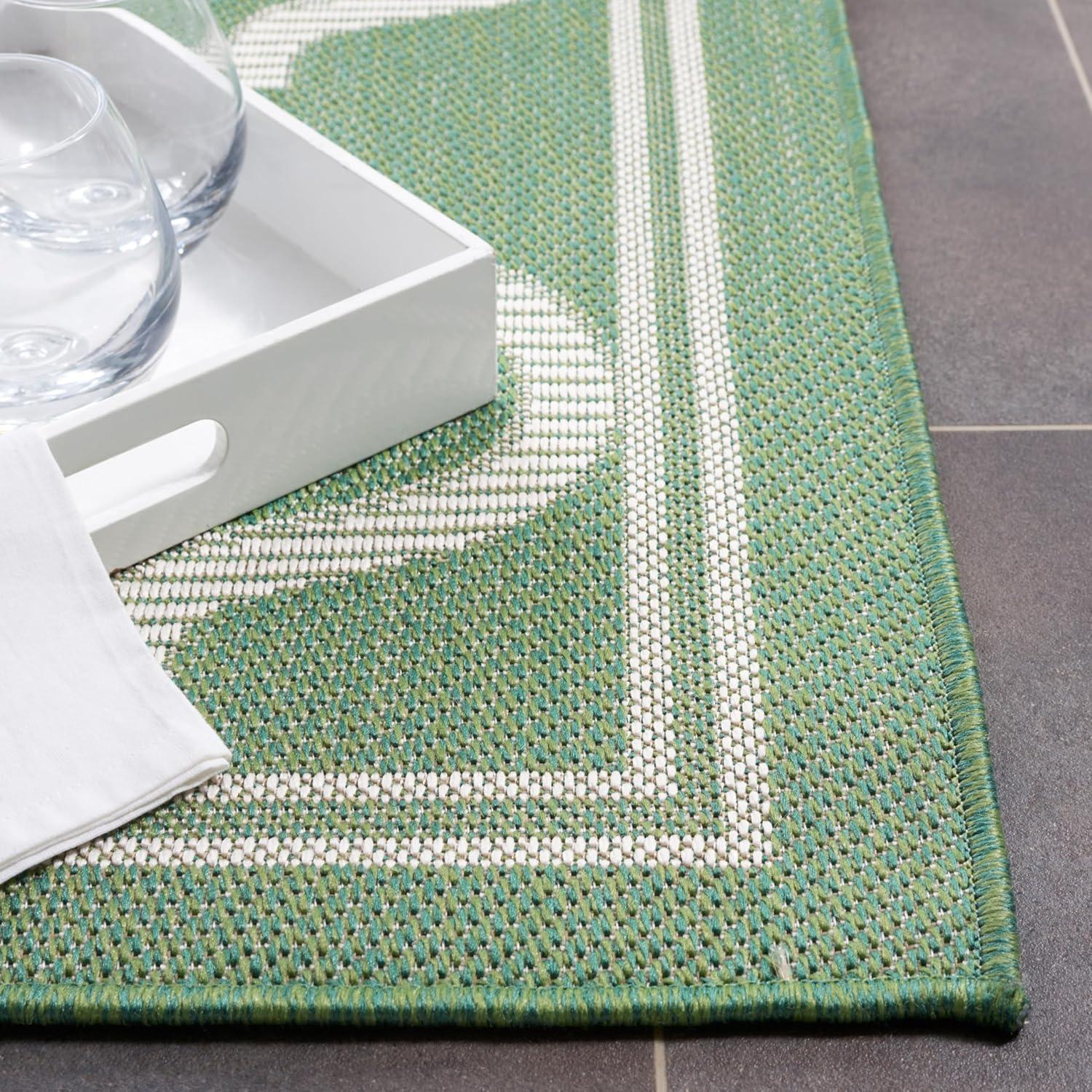 image:imageSAFAVIEH Washable Rug Outdoor Bermuda Collection 8 x 10 Ivory amp Charcoal NonShedding amp Easy to Clean Ideal for Patio Backyard Mudroom BMU810AGreenIvory