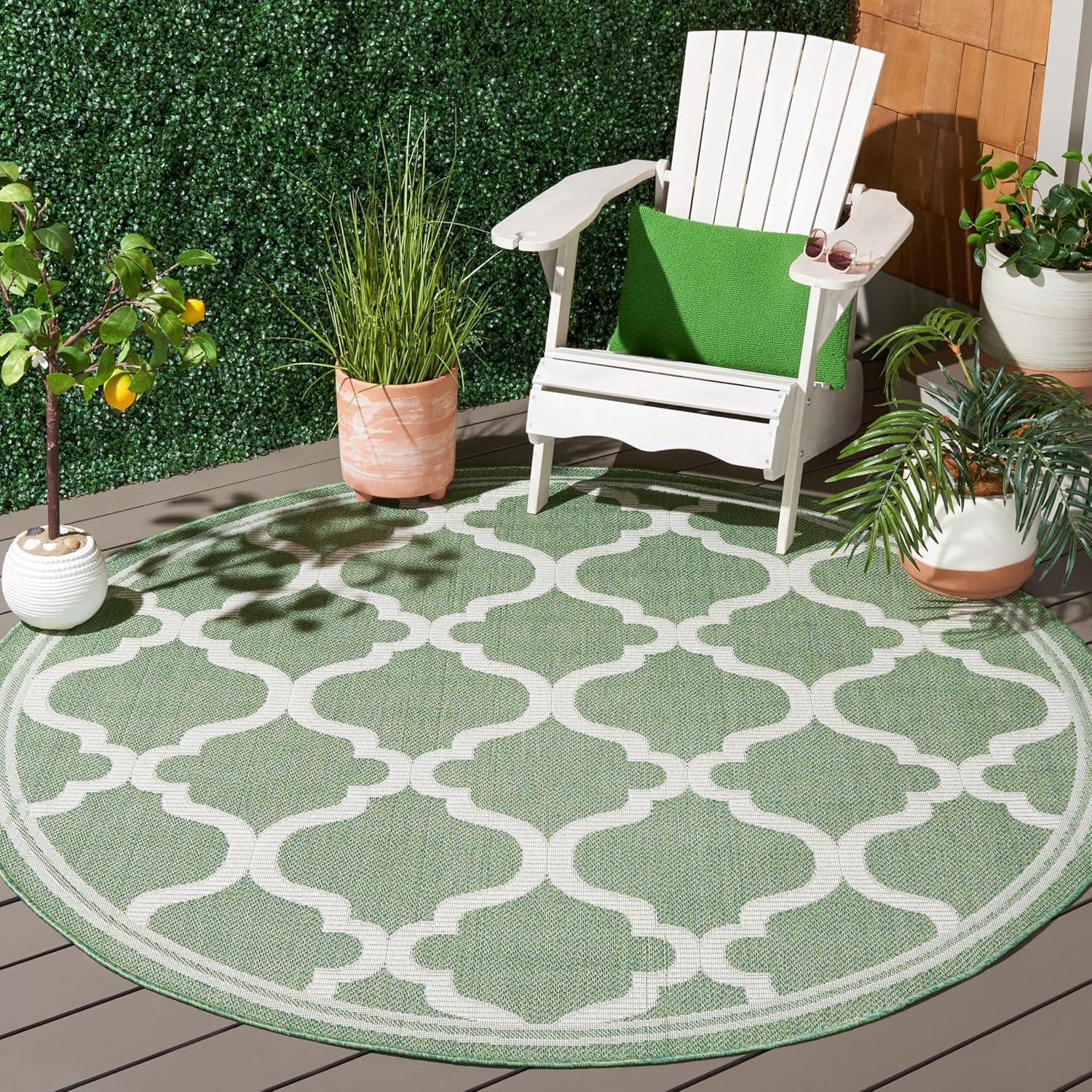 image:imageSAFAVIEH Washable Rug Outdoor Bermuda Collection 8 x 10 Ivory amp Charcoal NonShedding amp Easy to Clean Ideal for Patio Backyard Mudroom BMU810AGreenBeige