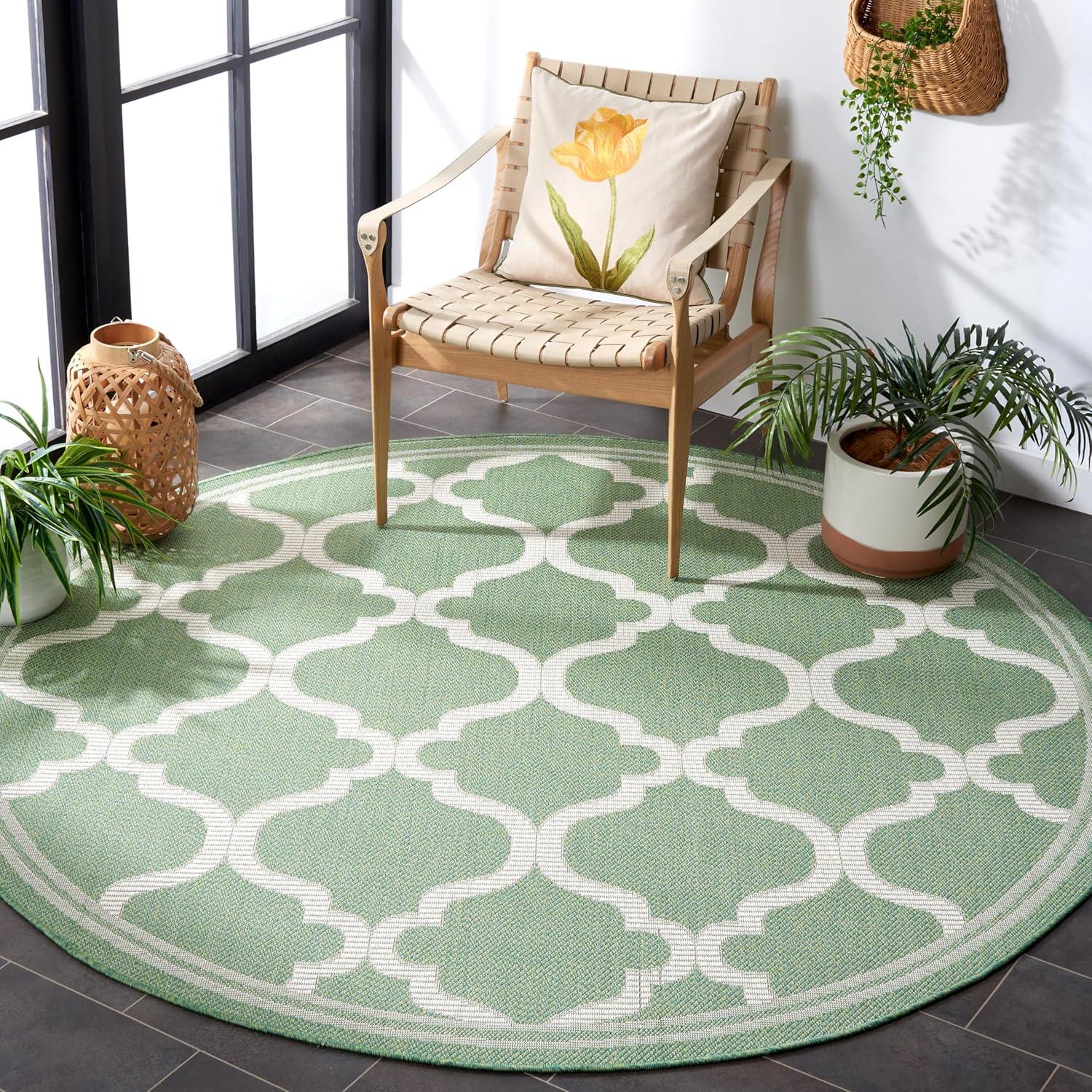image:imageSAFAVIEH Washable Rug Outdoor Bermuda Collection 8 x 10 Ivory amp Charcoal NonShedding amp Easy to Clean Ideal for Patio Backyard Mudroom BMU810AGreenBeige