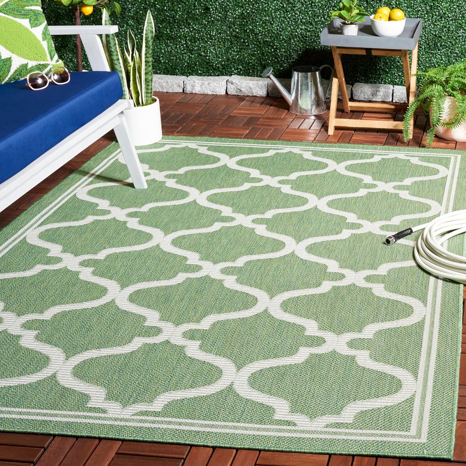 image:imageSAFAVIEH Washable Rug Outdoor Bermuda Collection 8 x 10 Ivory amp Charcoal NonShedding amp Easy to Clean Ideal for Patio Backyard Mudroom BMU810AGreenIvory