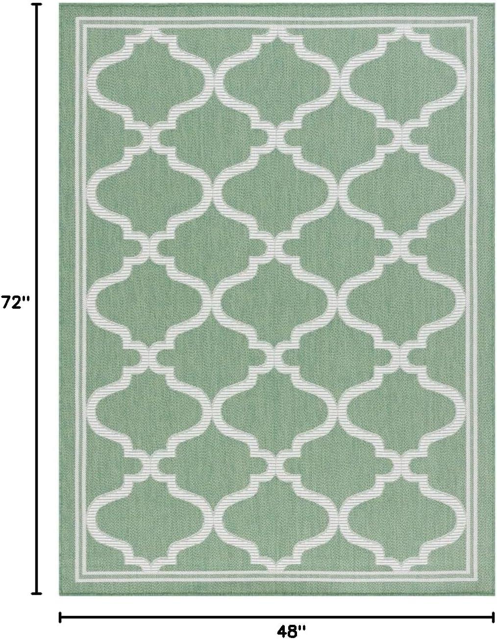 image:imageSAFAVIEH Washable Rug Outdoor Bermuda Collection 8 x 10 Ivory amp Charcoal NonShedding amp Easy to Clean Ideal for Patio Backyard Mudroom BMU810AGreenIvory