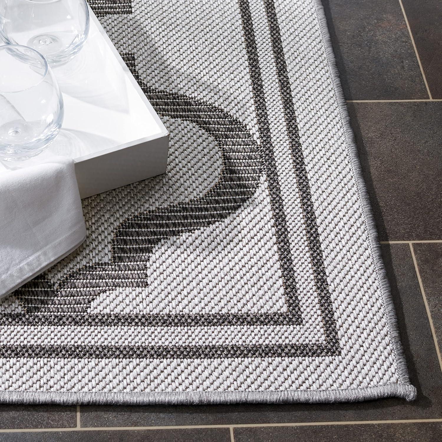 image:imageSAFAVIEH Washable Rug Outdoor Bermuda Collection 8 x 10 Ivory amp Charcoal NonShedding amp Easy to Clean Ideal for Patio Backyard Mudroom BMU810AGreyBrown