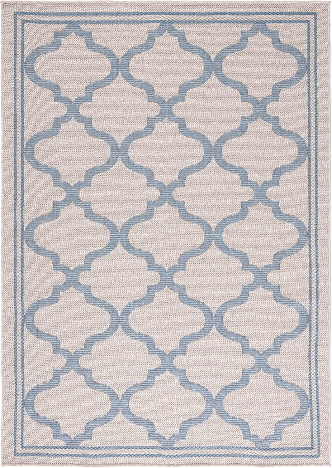 image:imageSAFAVIEH Washable Rug Outdoor Bermuda Collection 8 x 10 Ivory amp Charcoal NonShedding amp Easy to Clean Ideal for Patio Backyard Mudroom BMU810AIvoryBlue