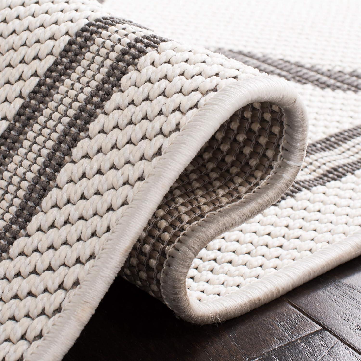 image:imageSAFAVIEH Washable Rug Outdoor Bermuda Collection 8 x 10 Ivory amp Charcoal NonShedding amp Easy to Clean Ideal for Patio Backyard Mudroom BMU810AIvoryGrey