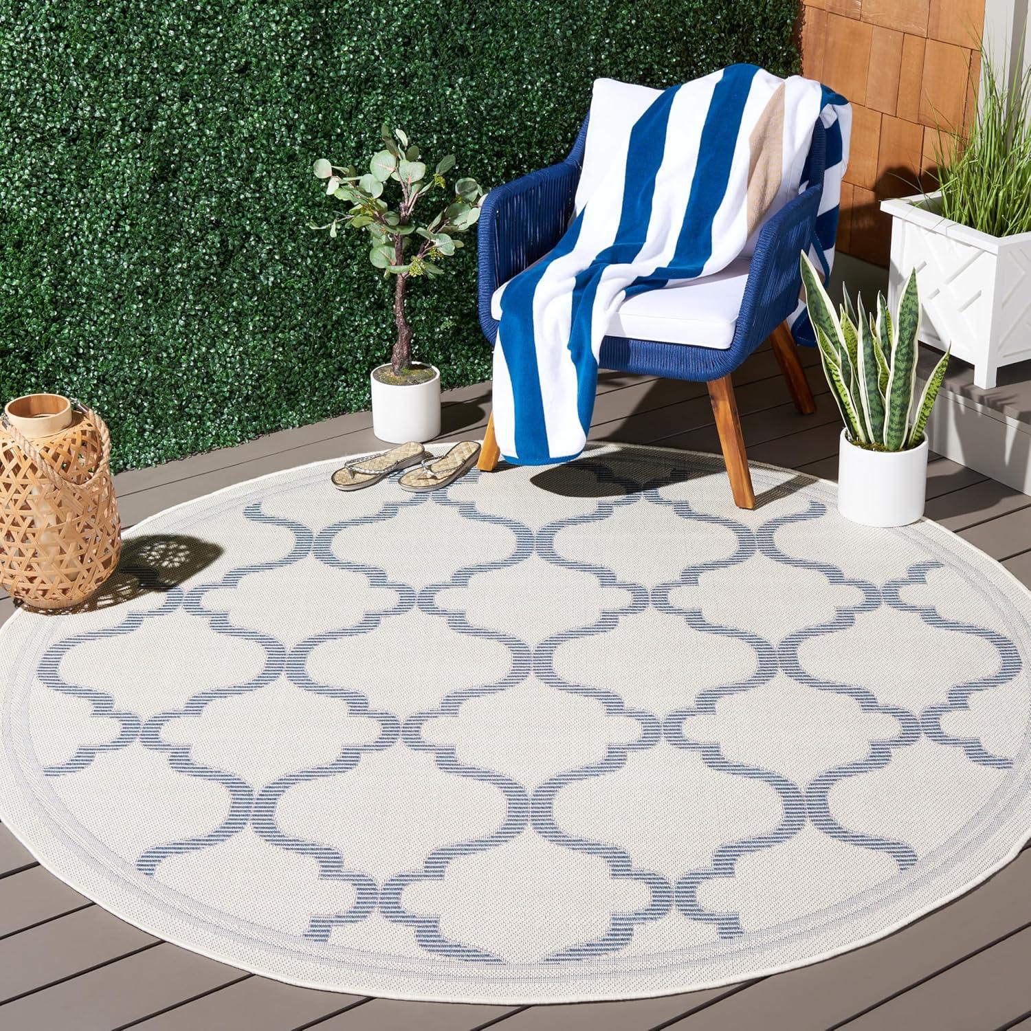 image:imageSAFAVIEH Washable Rug Outdoor Bermuda Collection 8 x 10 Ivory amp Charcoal NonShedding amp Easy to Clean Ideal for Patio Backyard Mudroom BMU810AIvoryBlue