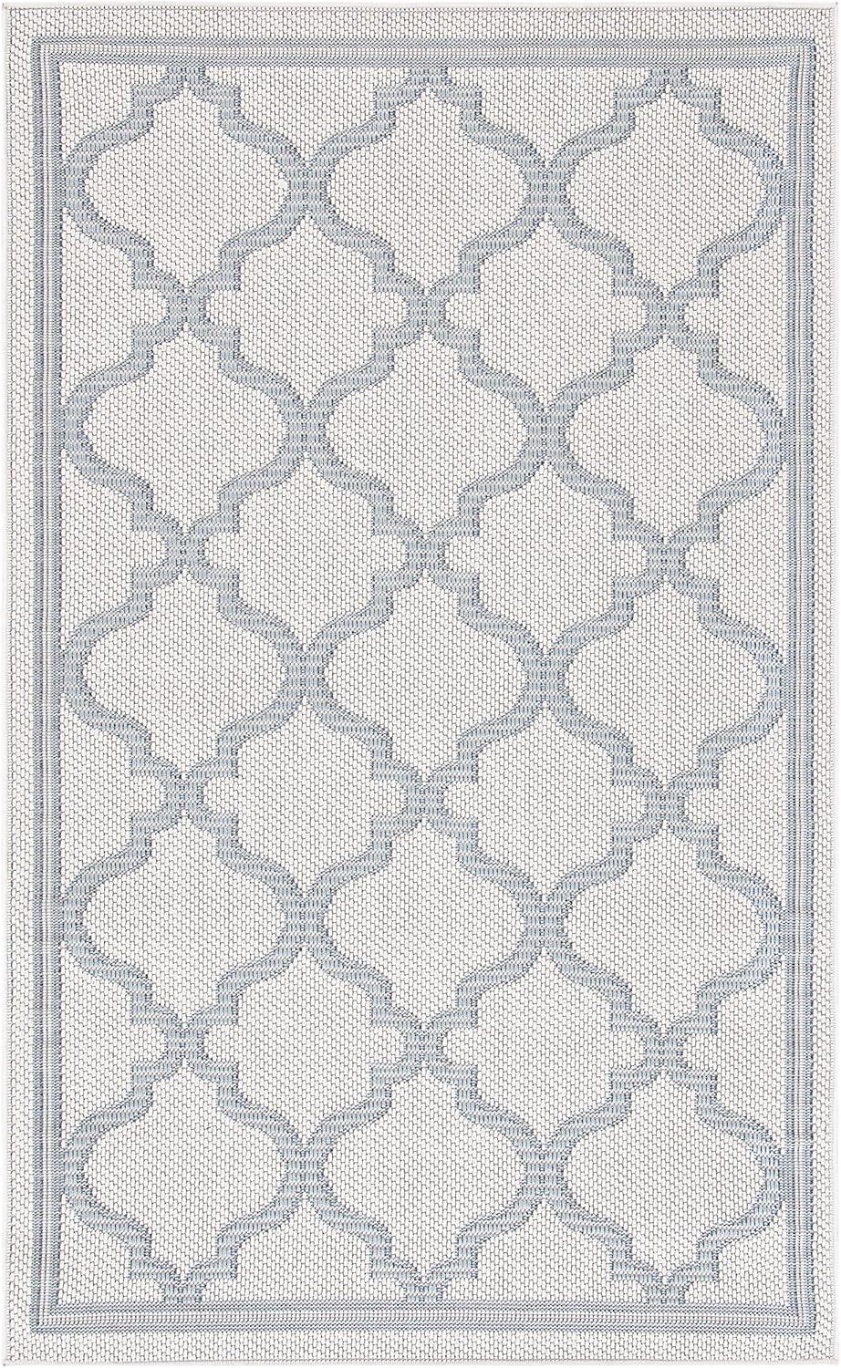 image:imageSAFAVIEH Washable Rug Outdoor Bermuda Collection 8 x 10 Ivory amp Charcoal NonShedding amp Easy to Clean Ideal for Patio Backyard Mudroom BMU810AIvoryLight Blue