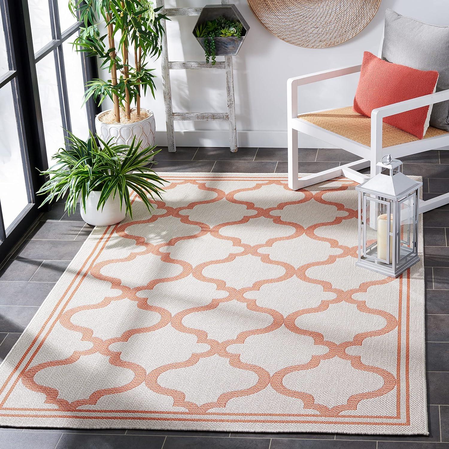 image:imageSAFAVIEH Washable Rug Outdoor Bermuda Collection 8 x 10 Ivory amp Charcoal NonShedding amp Easy to Clean Ideal for Patio Backyard Mudroom BMU810AIvoryRust
