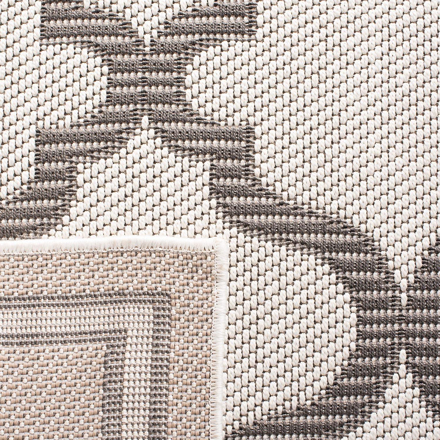 image:imageSAFAVIEH Washable Rug Outdoor Bermuda Collection 8 x 10 Ivory amp Charcoal NonShedding amp Easy to Clean Ideal for Patio Backyard Mudroom BMU810AIvoryGrey
