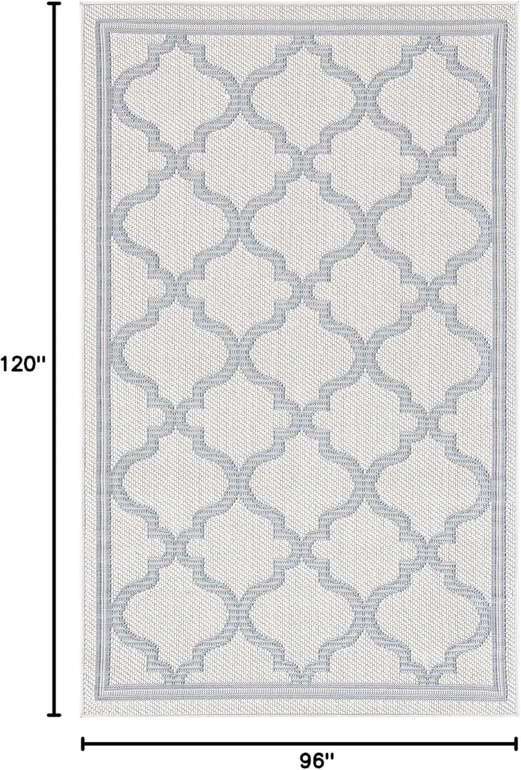 image:imageSAFAVIEH Washable Rug Outdoor Bermuda Collection 8 x 10 Ivory amp Charcoal NonShedding amp Easy to Clean Ideal for Patio Backyard Mudroom BMU810AIvoryLight Blue
