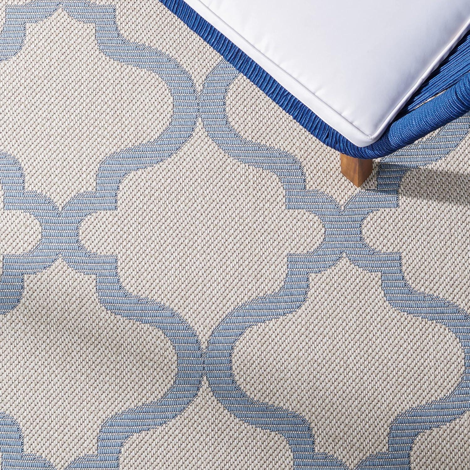 image:imageSAFAVIEH Washable Rug Outdoor Bermuda Collection 8 x 10 Ivory amp Charcoal NonShedding amp Easy to Clean Ideal for Patio Backyard Mudroom BMU810AIvoryBlue