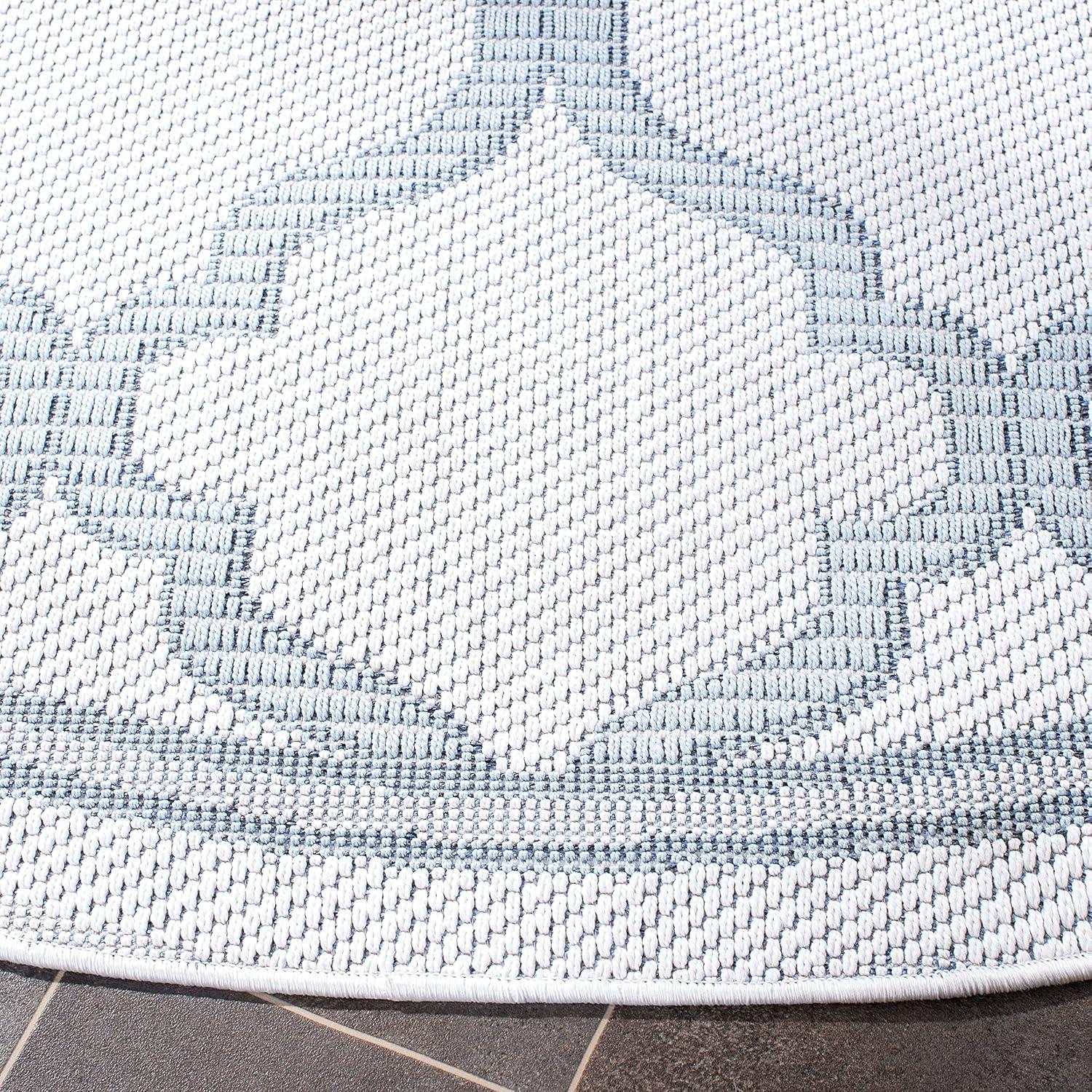 image:imageSAFAVIEH Washable Rug Outdoor Bermuda Collection 8 x 10 Ivory amp Charcoal NonShedding amp Easy to Clean Ideal for Patio Backyard Mudroom BMU810AIvoryLight Blue