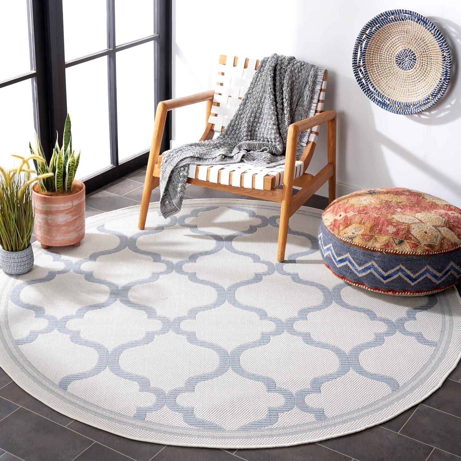 image:imageSAFAVIEH Washable Rug Outdoor Bermuda Collection 8 x 10 Ivory amp Charcoal NonShedding amp Easy to Clean Ideal for Patio Backyard Mudroom BMU810AIvoryBlue