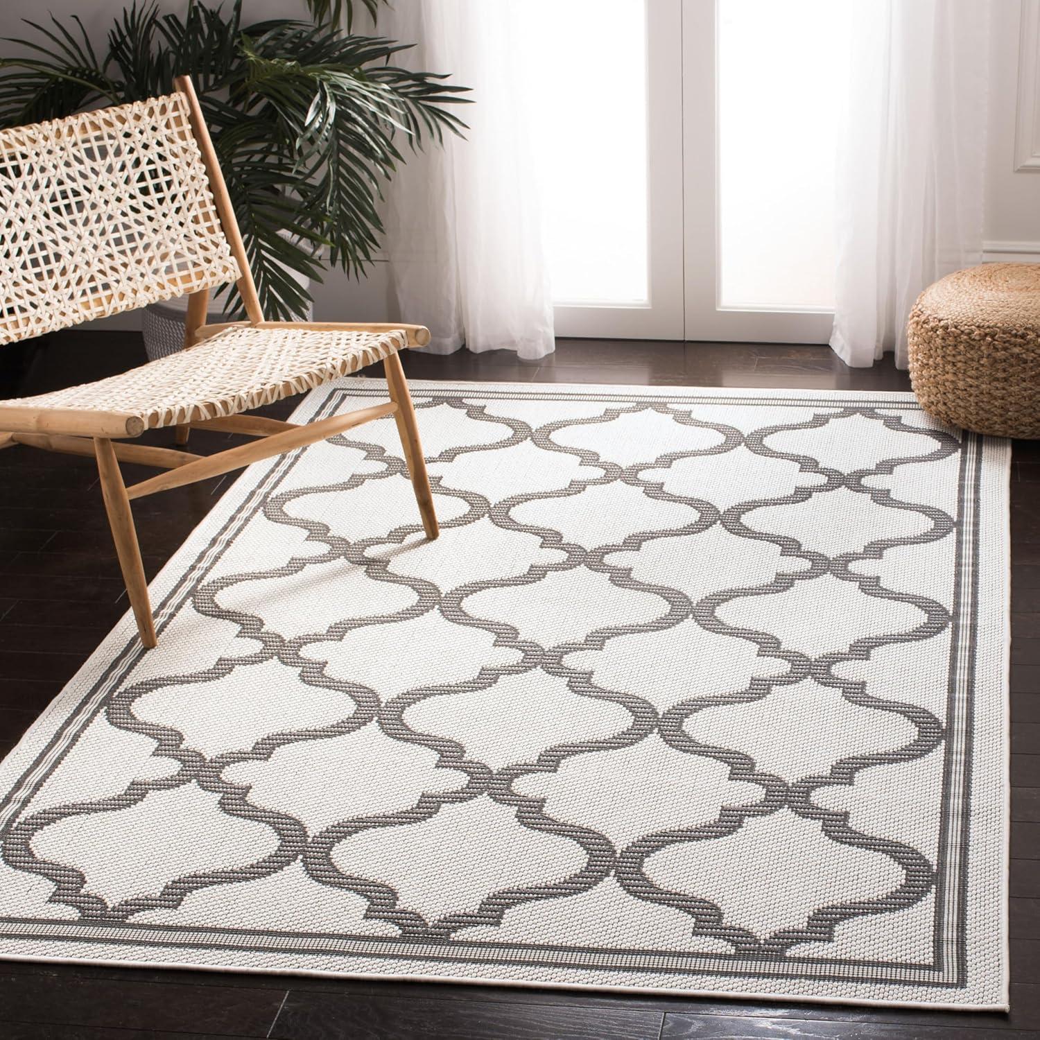 image:imageSAFAVIEH Washable Rug Outdoor Bermuda Collection 8 x 10 Ivory amp Charcoal NonShedding amp Easy to Clean Ideal for Patio Backyard Mudroom BMU810AIvoryGrey