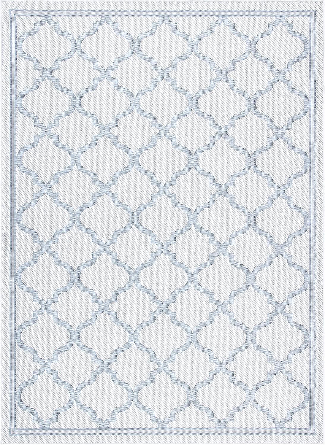 image:imageSAFAVIEH Washable Rug Outdoor Bermuda Collection 8 x 10 Ivory amp Charcoal NonShedding amp Easy to Clean Ideal for Patio Backyard Mudroom BMU810AIvoryLight Blue