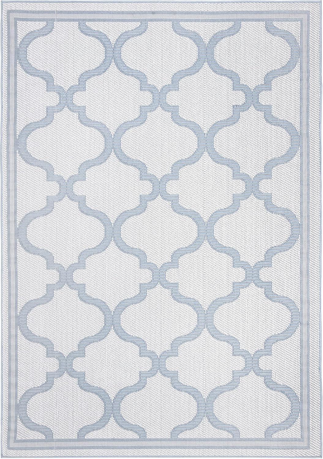 image:imageSAFAVIEH Washable Rug Outdoor Bermuda Collection 8 x 10 Ivory amp Charcoal NonShedding amp Easy to Clean Ideal for Patio Backyard Mudroom BMU810AIvoryLight Blue