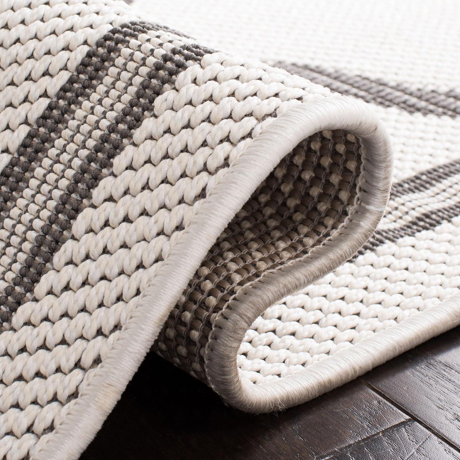 image:imageSAFAVIEH Washable Rug Outdoor Bermuda Collection 8 x 10 Ivory amp Charcoal NonShedding amp Easy to Clean Ideal for Patio Backyard Mudroom BMU810AIvoryGrey