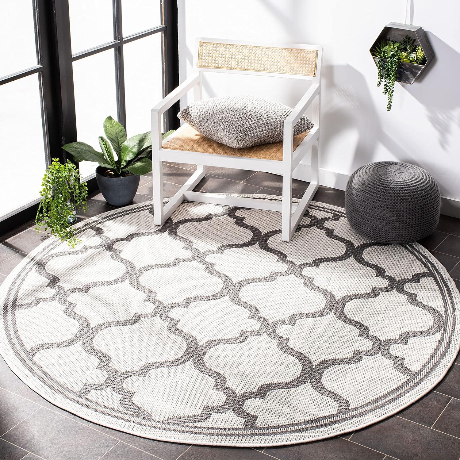 image:imageSAFAVIEH Washable Rug Outdoor Bermuda Collection 8 x 10 Ivory amp Charcoal NonShedding amp Easy to Clean Ideal for Patio Backyard Mudroom BMU810AIvoryGrey