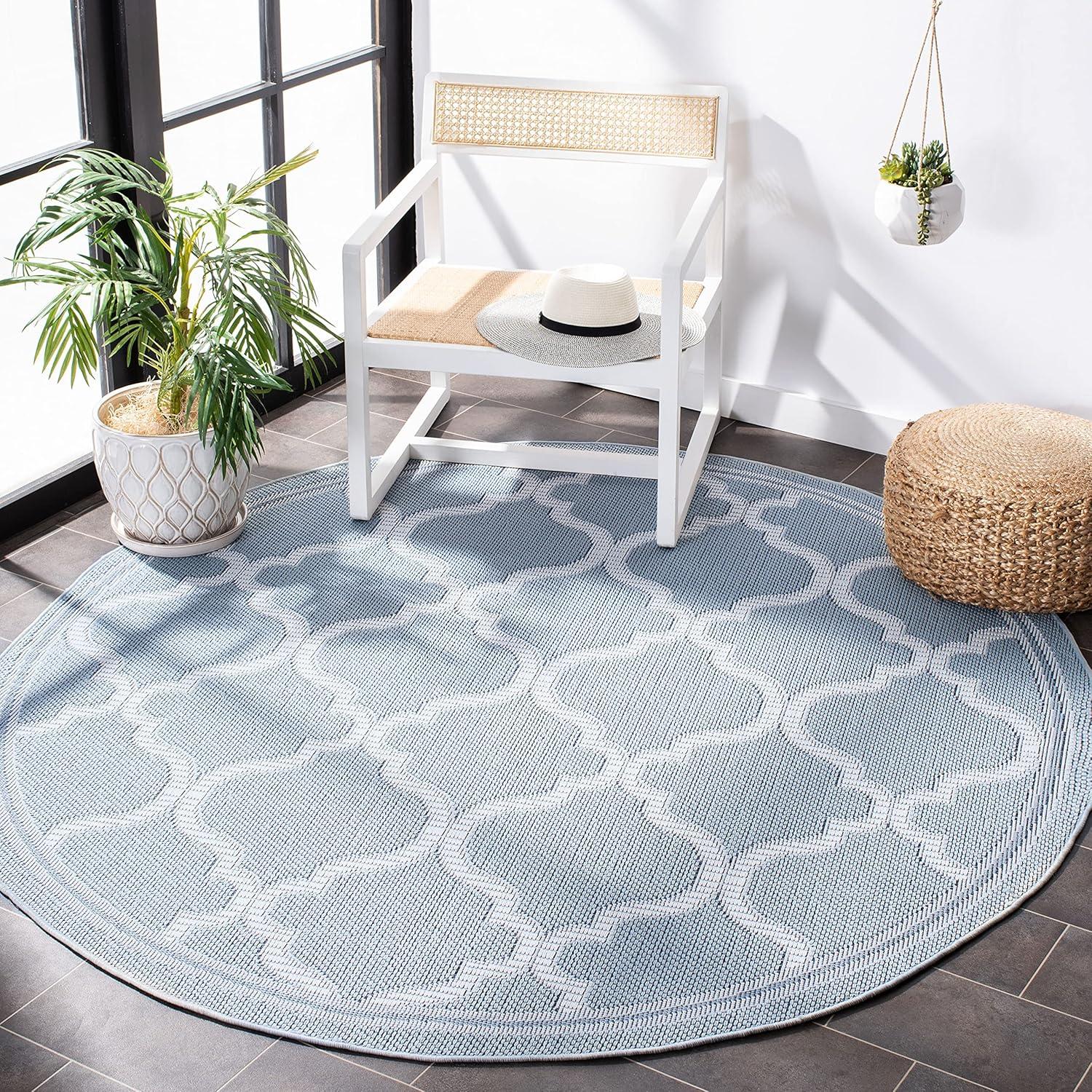 image:imageSAFAVIEH Washable Rug Outdoor Bermuda Collection 8 x 10 Ivory amp Charcoal NonShedding amp Easy to Clean Ideal for Patio Backyard Mudroom BMU810ALight Blue Ivory
