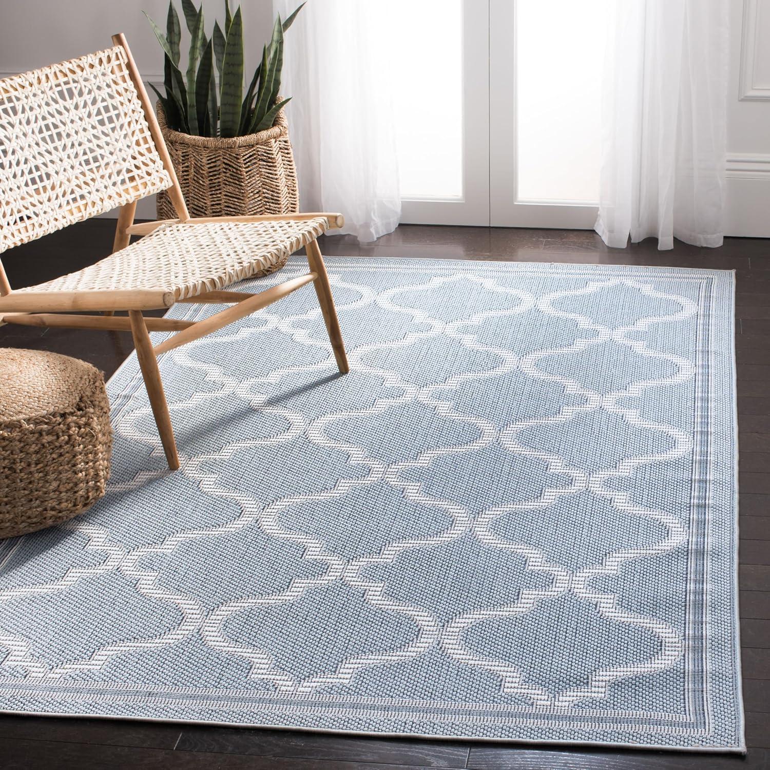 image:imageSAFAVIEH Washable Rug Outdoor Bermuda Collection 8 x 10 Ivory amp Charcoal NonShedding amp Easy to Clean Ideal for Patio Backyard Mudroom BMU810ALight Blue Ivory